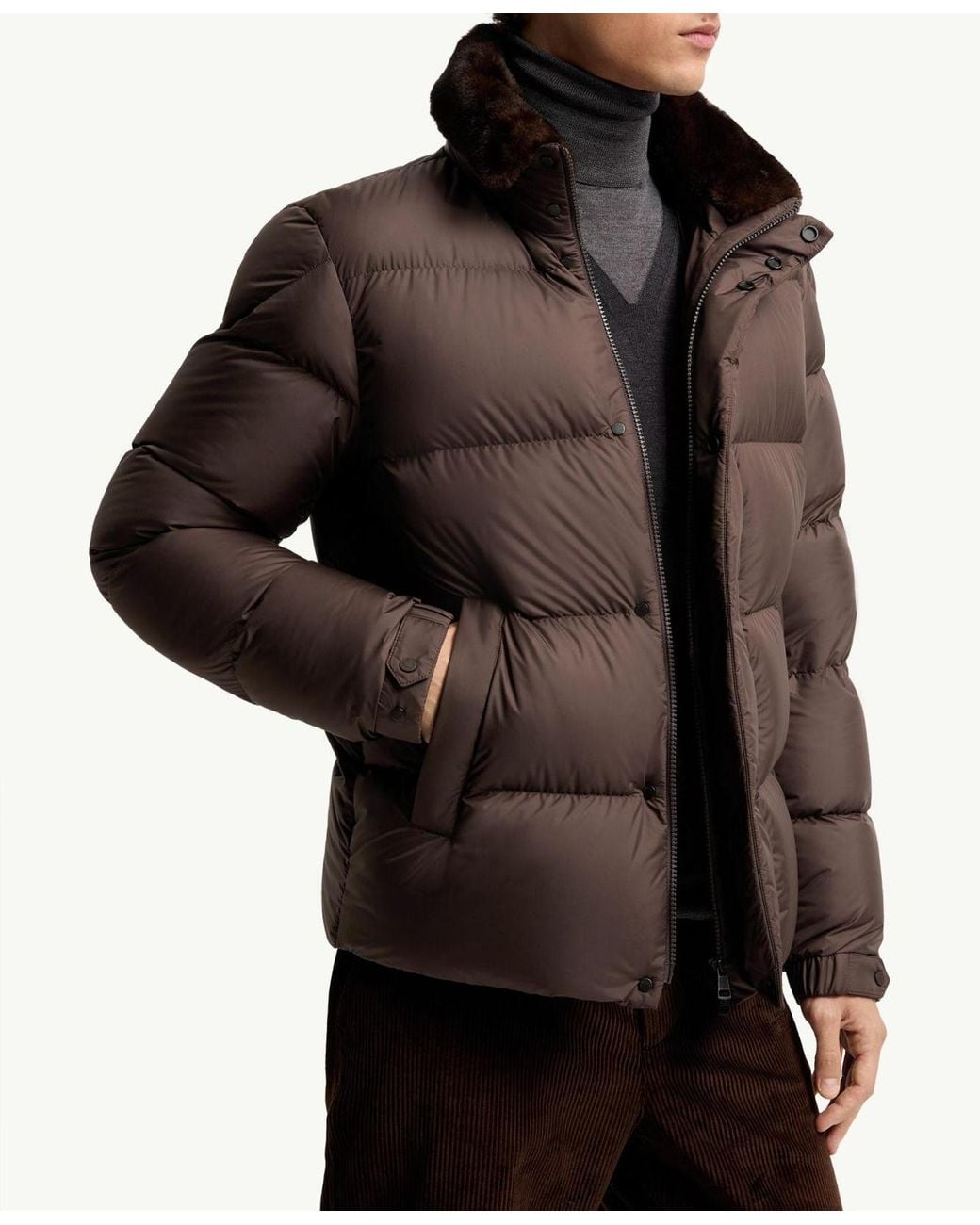 Moncler Brown Drisfall Short Down Jacket for men
