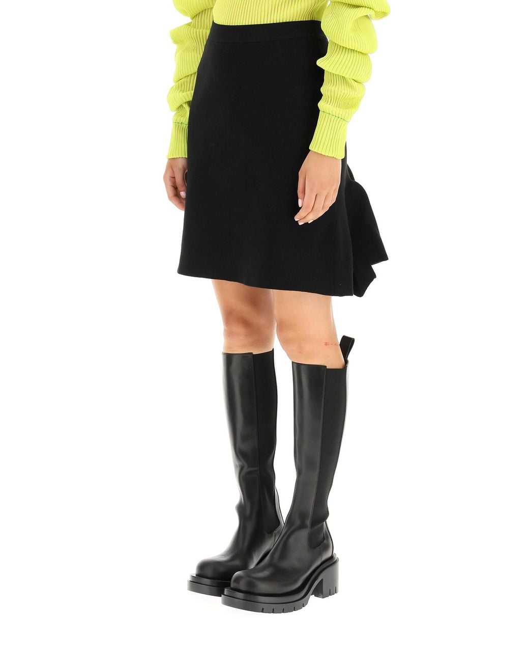 Bottega Veneta Black A-Line Ruffled Skirt