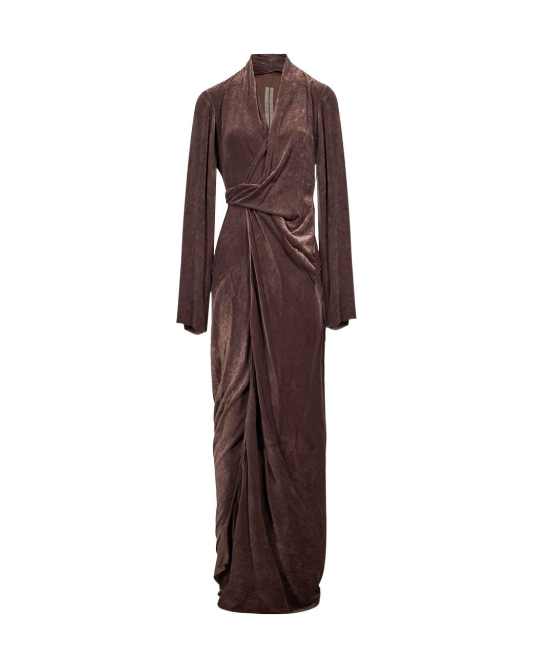Rick Owens Brown Draped Wrap-Style Dress