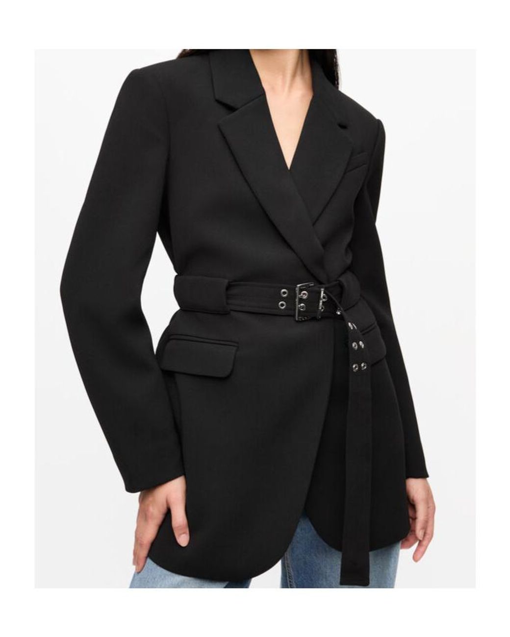 Ganni Black Bonded Crepe Blazer
