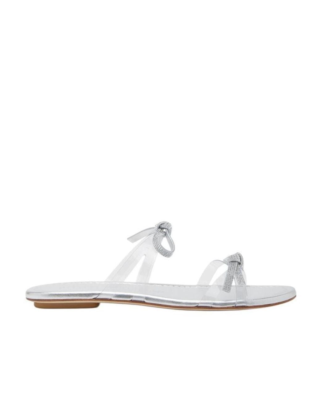 Stuart Weitzman White Bow-Tie Slippers