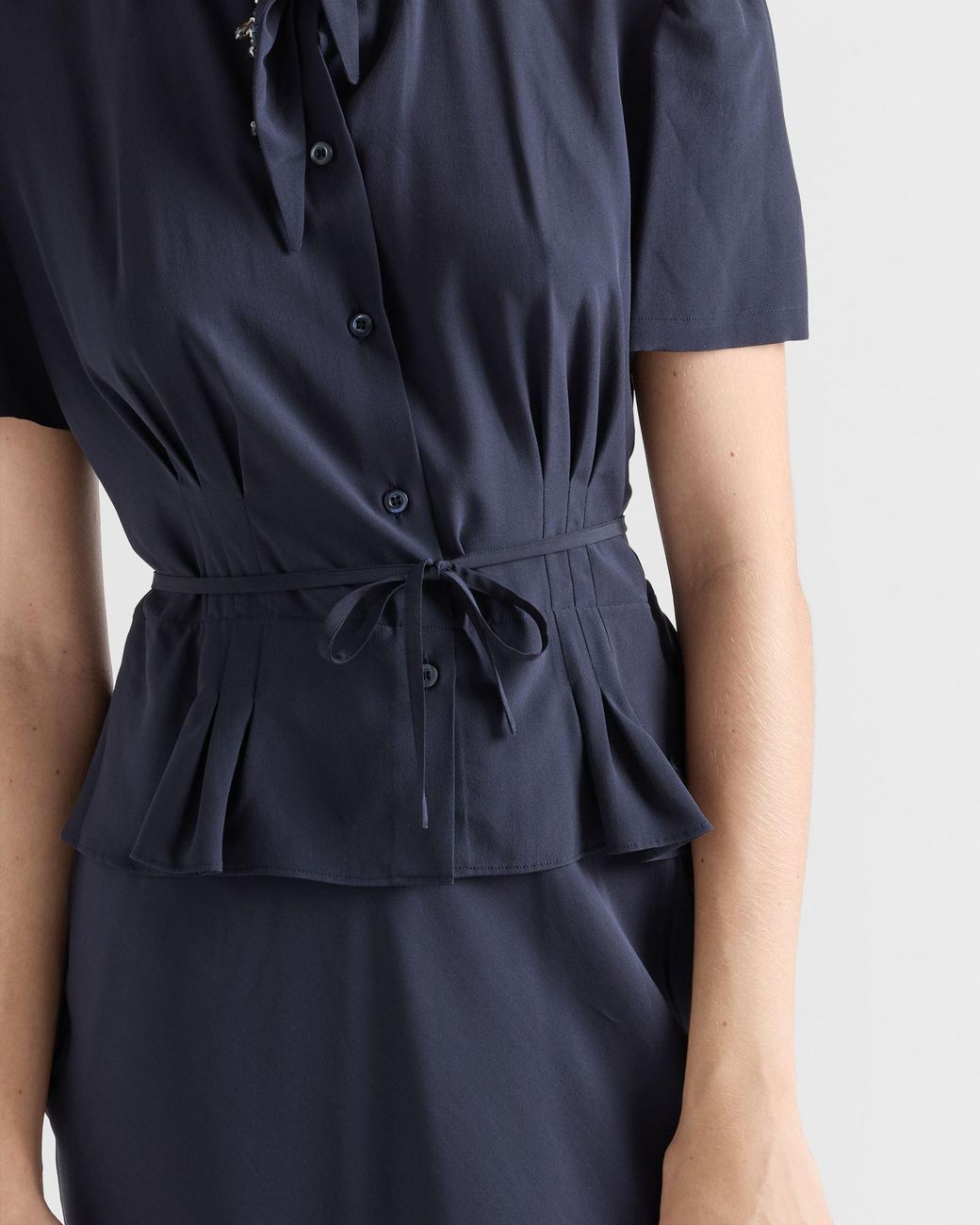 Prada Blue Embroidered Marocain Dress
