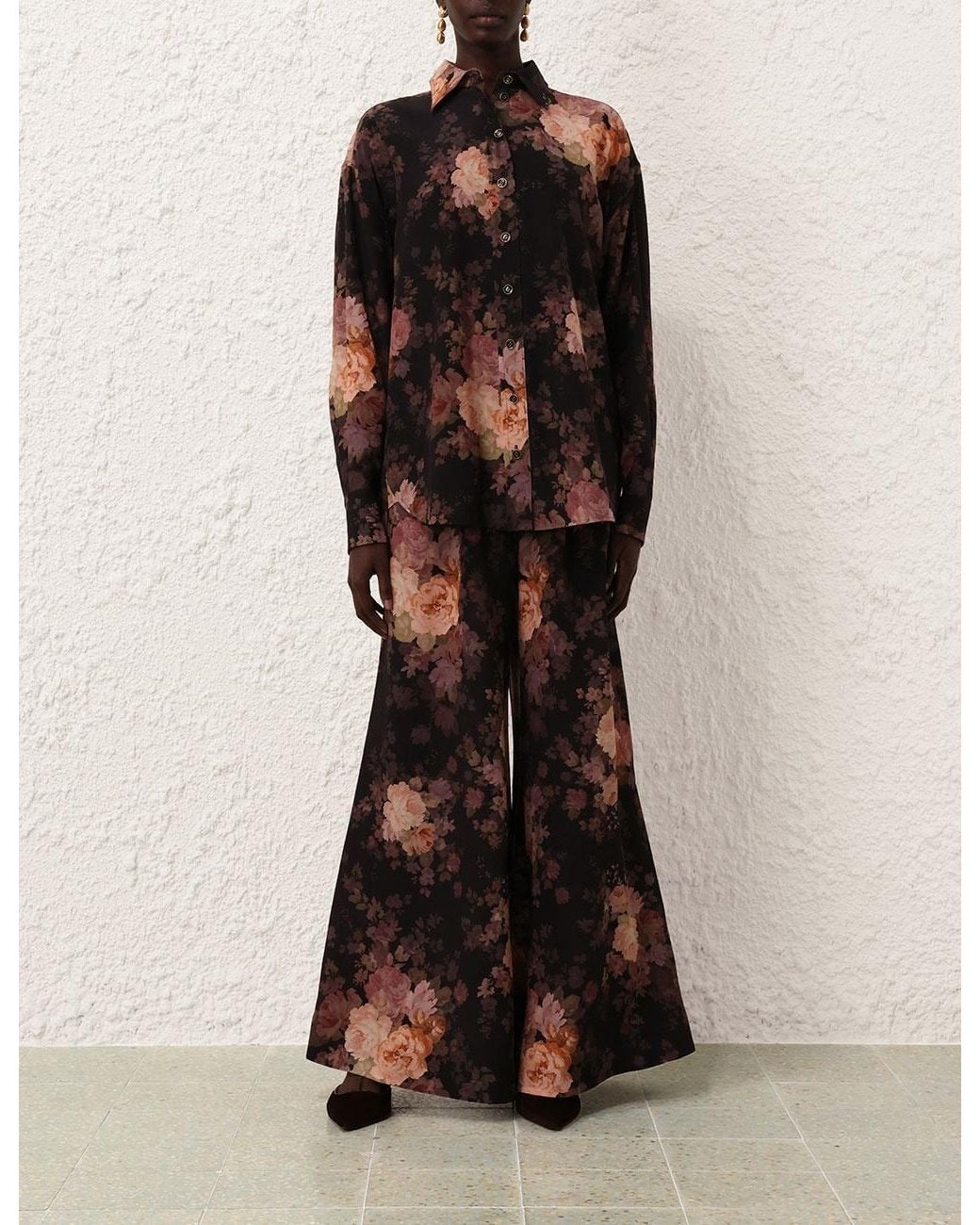 Zimmermann Black Illustration Lace Scarf Shirt
