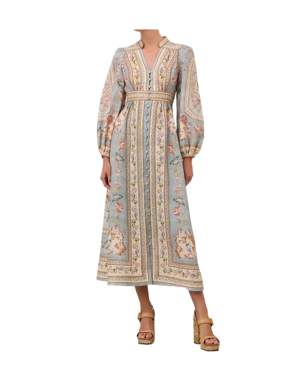Zimmermann White Printed Puff-Sleeve Dress