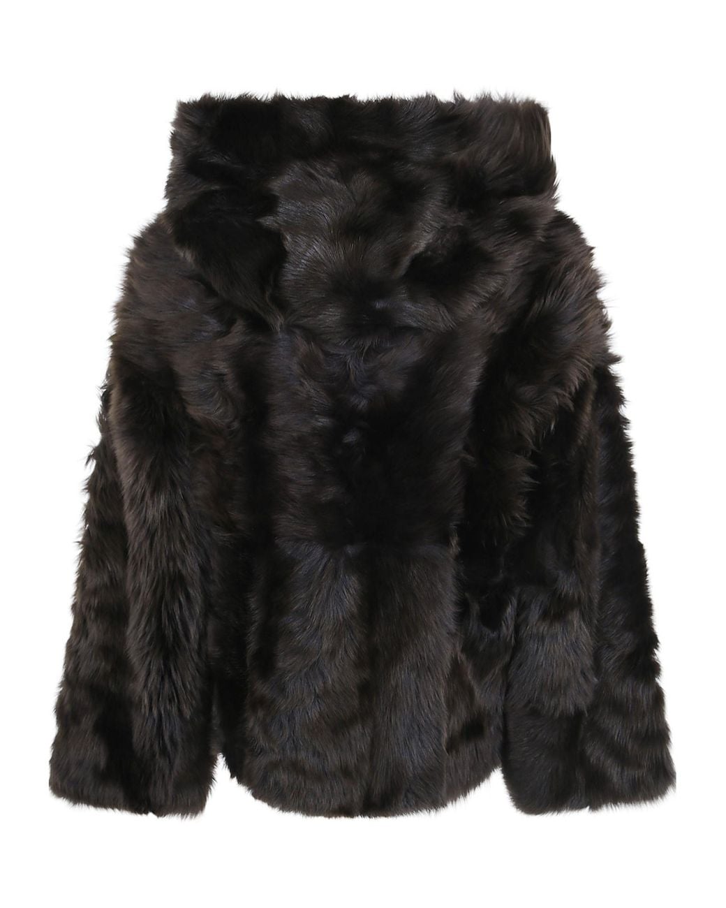 Yves Salomon Black Long-Sleeve Hooded Jacket