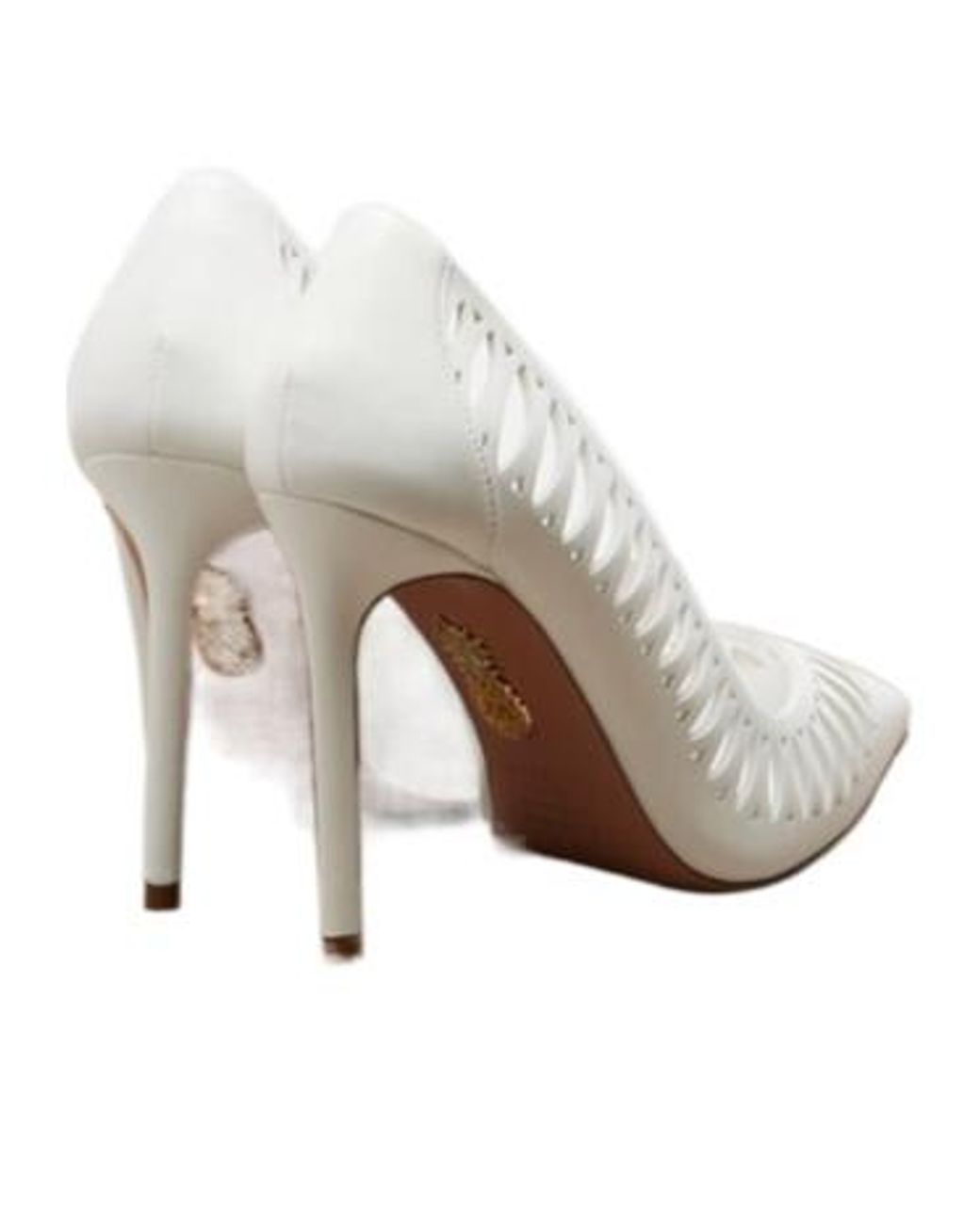 Aquazzura White Perforated Leather Pumps