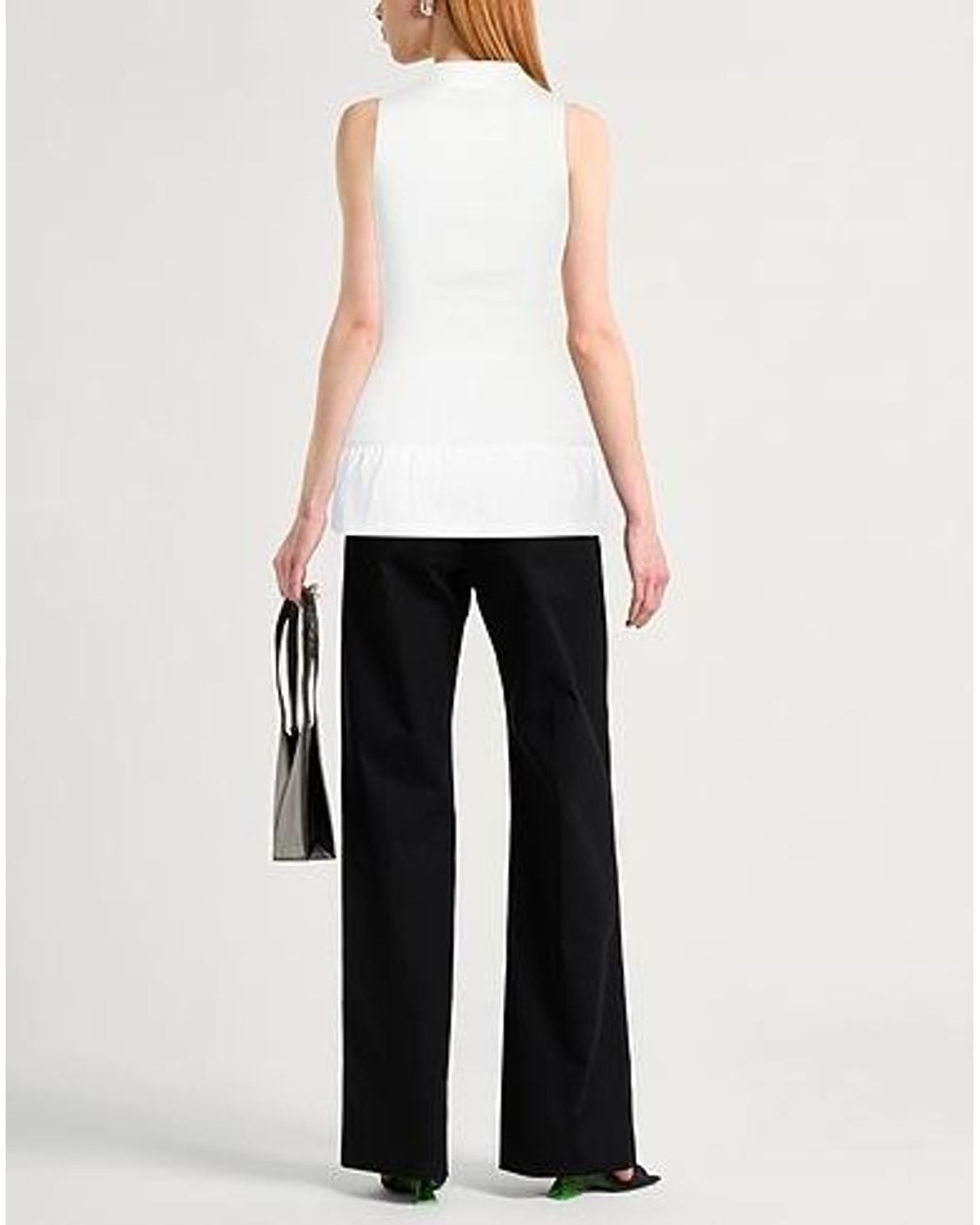 MM6 by Maison Margiela White Solid-Color Sleeveless Knitted Sweater