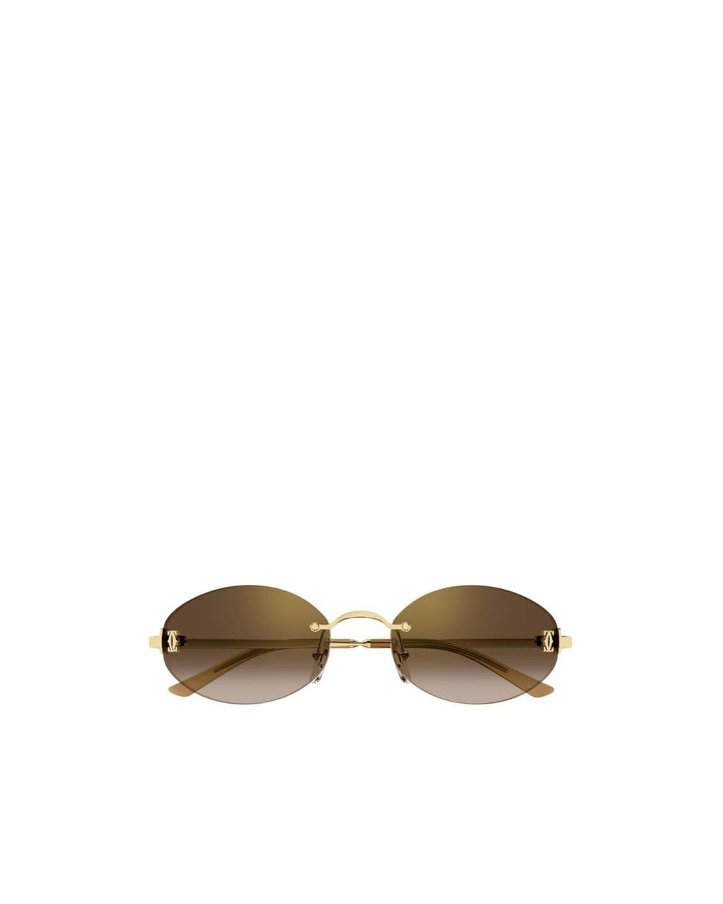 Cartier White Frameless Oval Frame Sunglasses