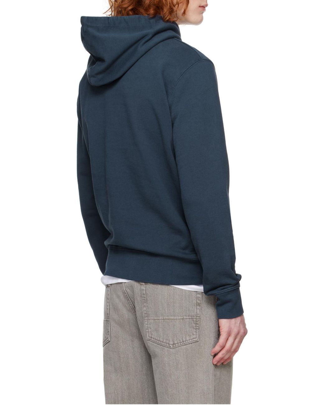 Maison Kitsuné Blue Maison Kitsuné Bold Fox Head Patch Drawstring Hoodie for men