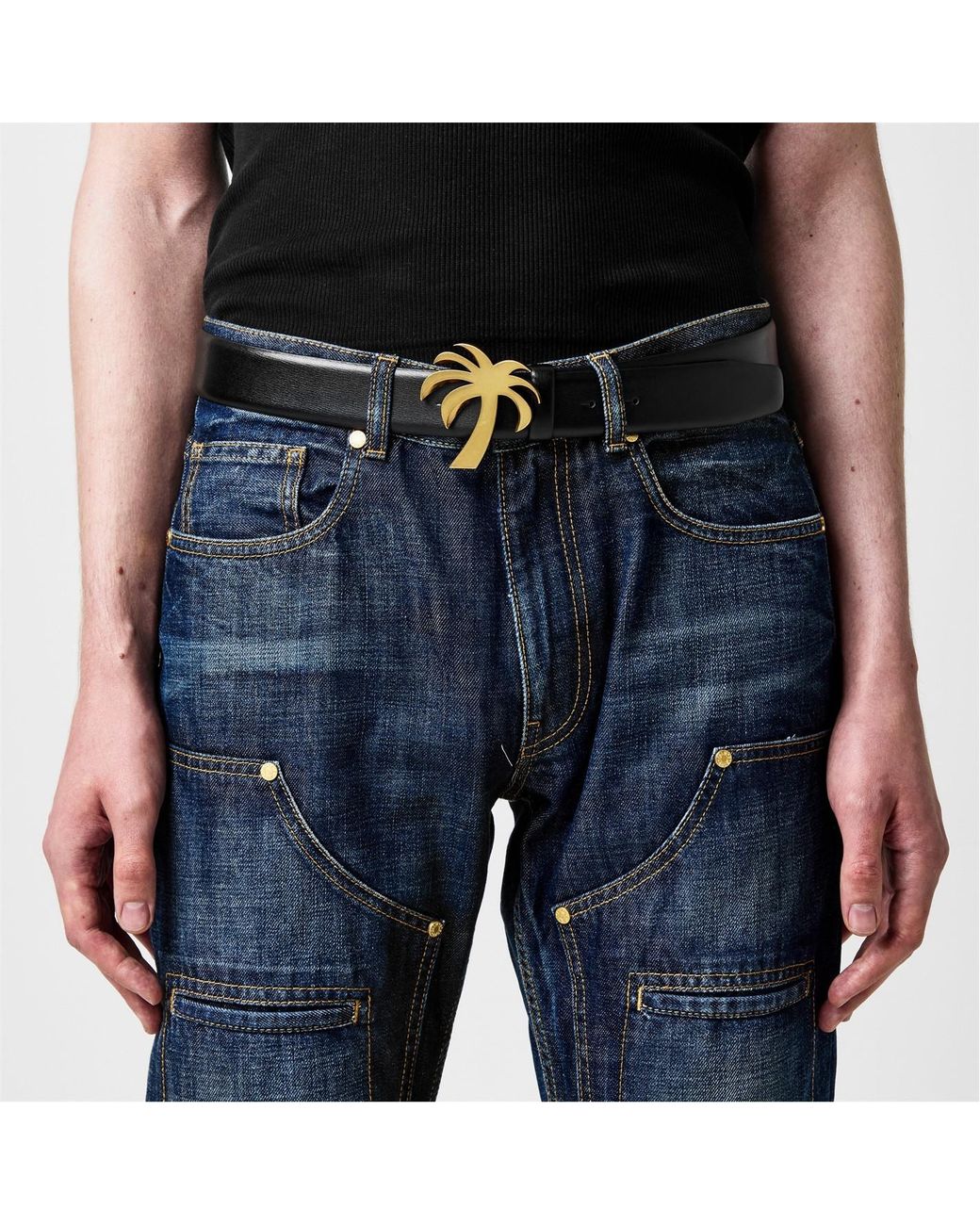 Palm Angels White Palm Buckle Belt for men