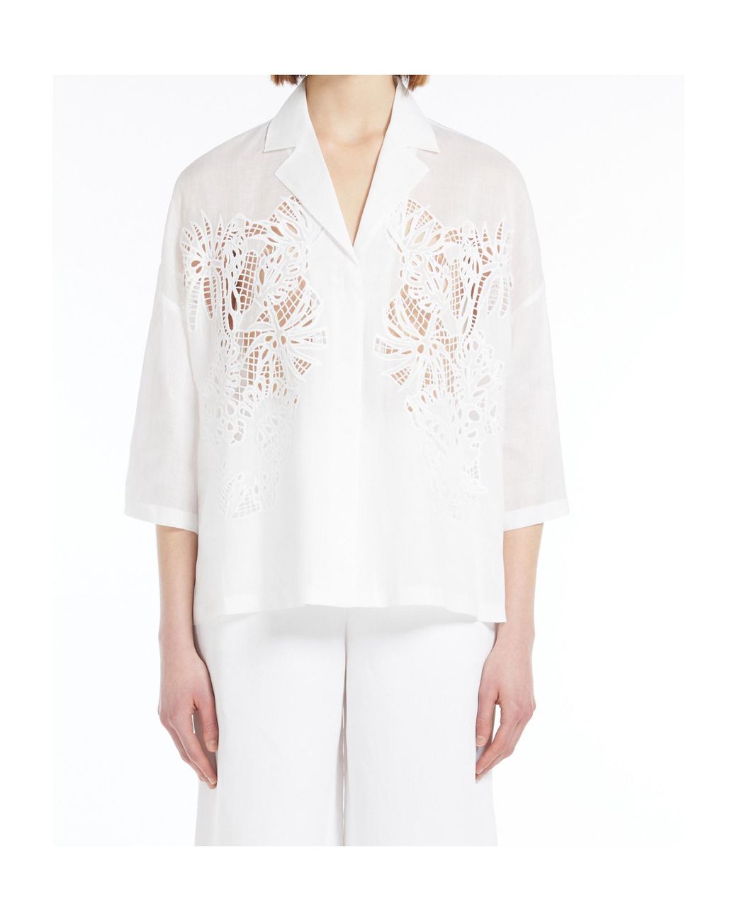 Max Mara White Studio Legno Embroidered Button-Up Shirt
