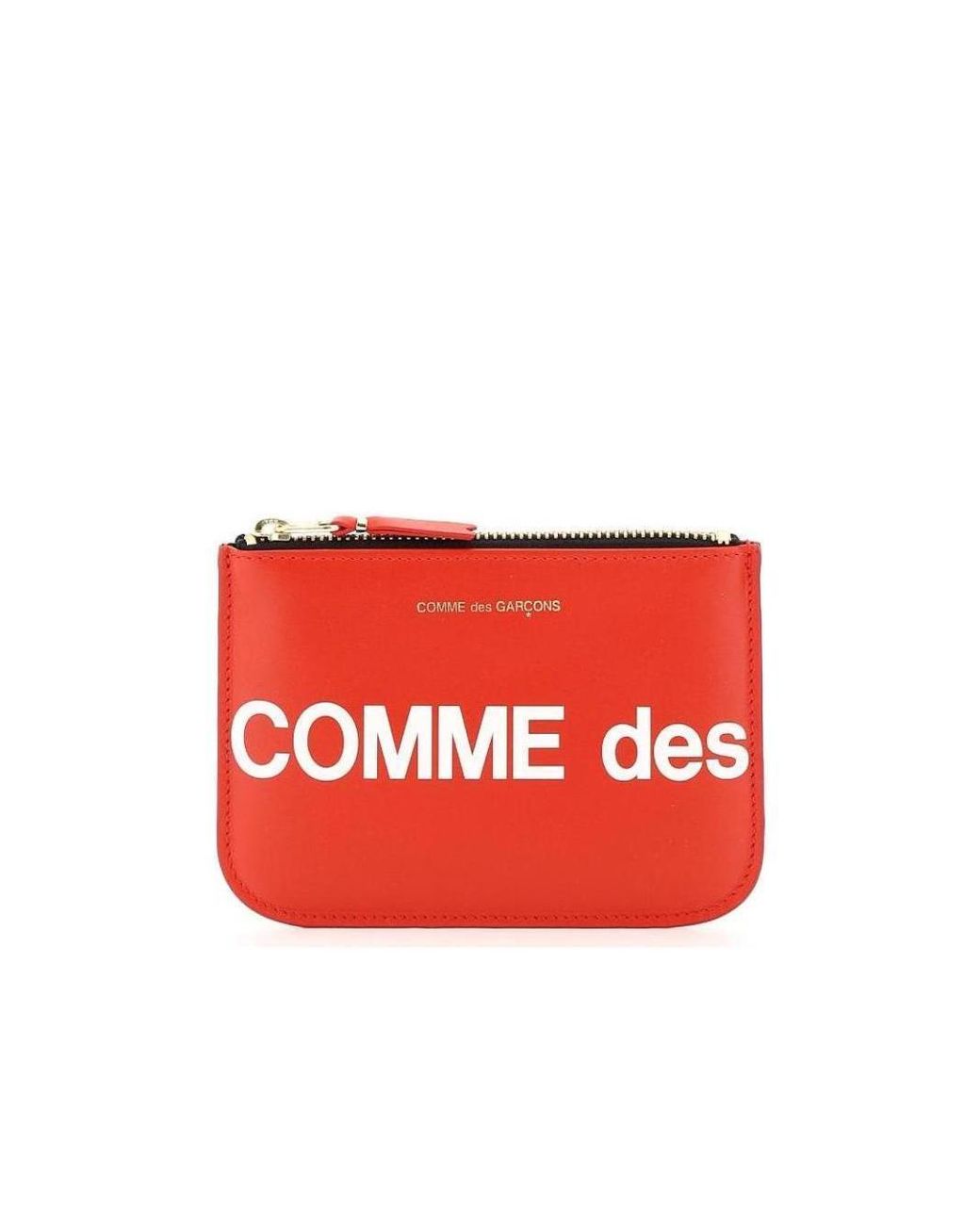 Comme des Garçons Red Comme Des Garçons Wallet Logo Printed Zip-Up Small Clutch Bag