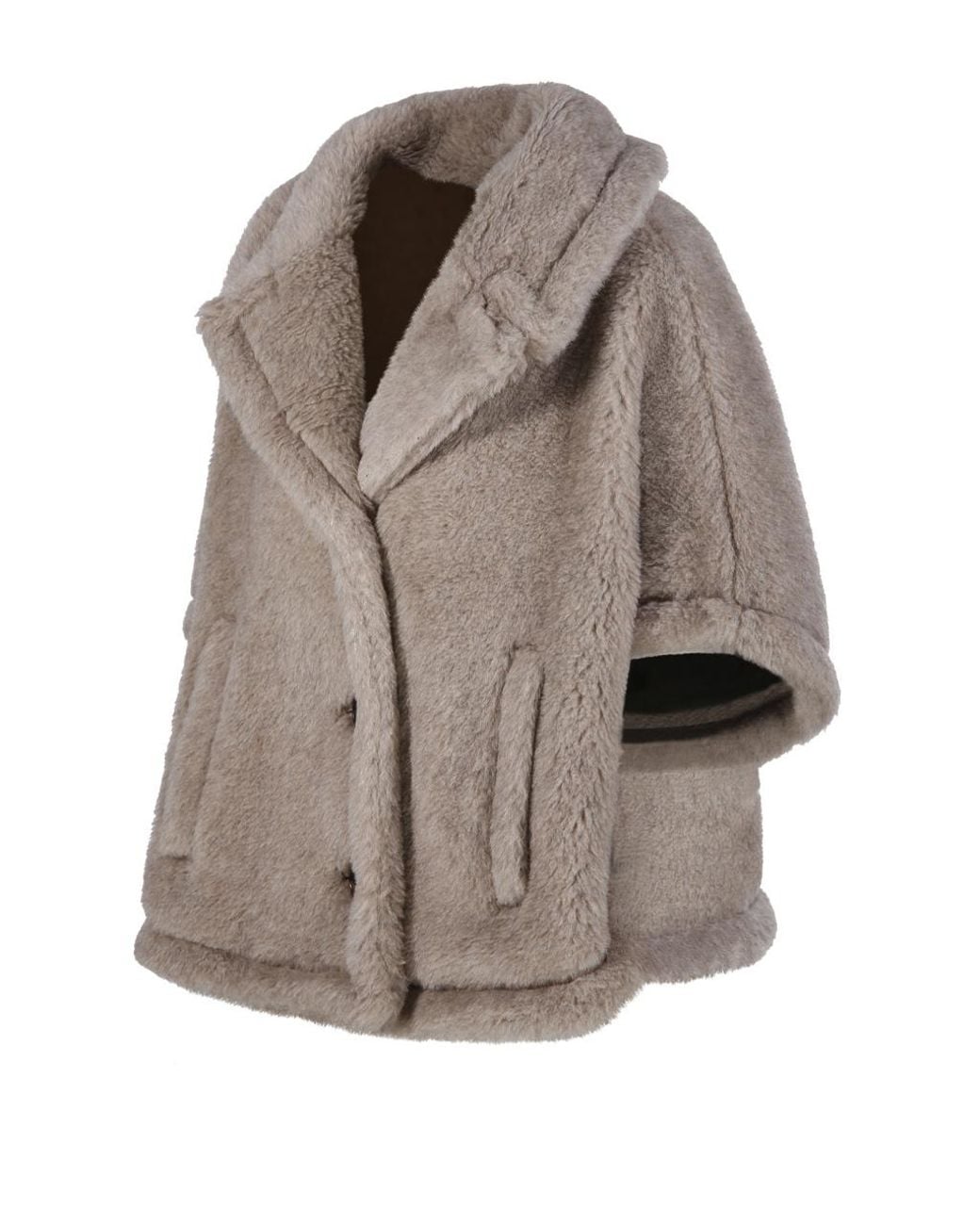 Max Mara Gray Corvino4 Button-Up Short-Sleeved Coat