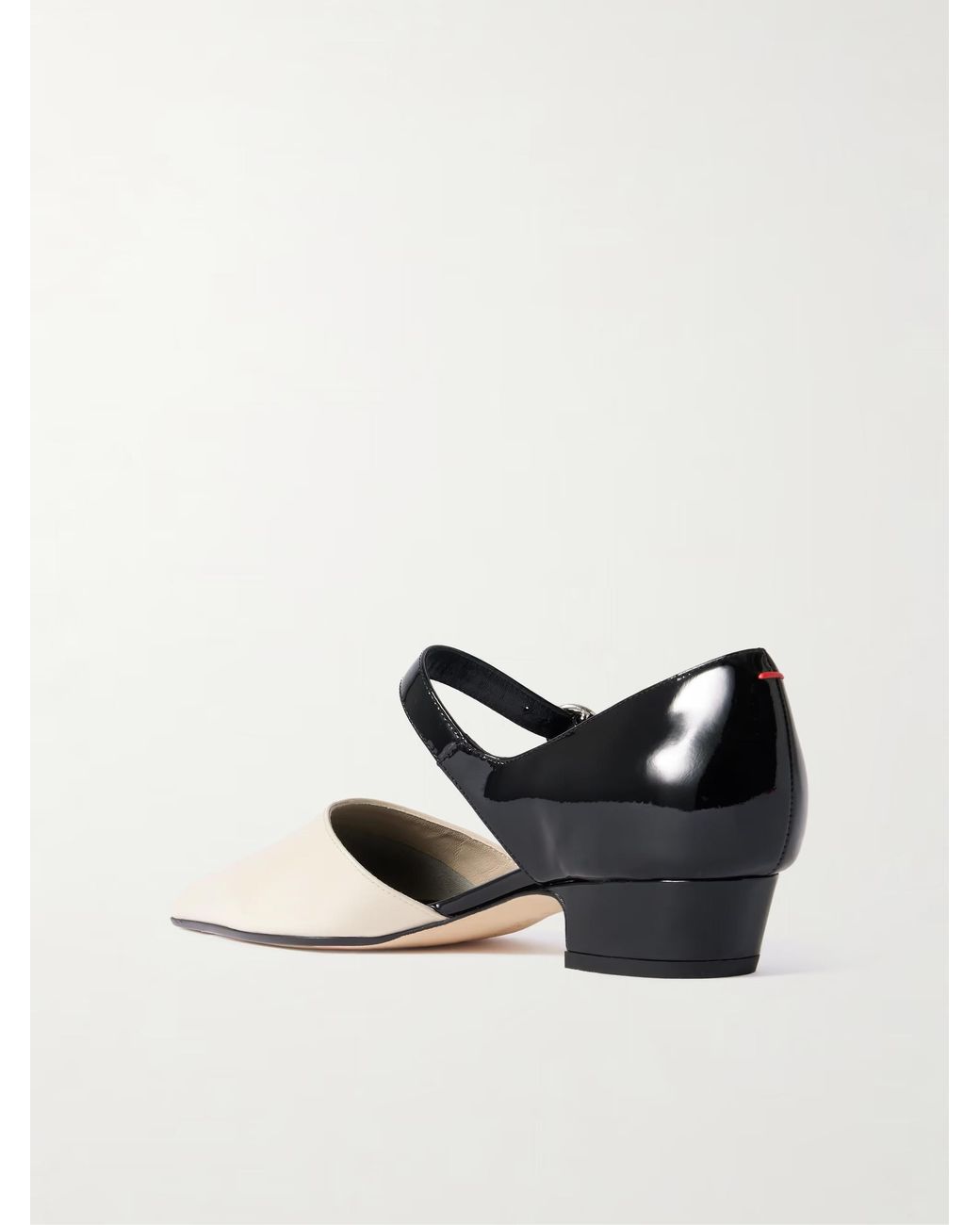 Aeyde Black Two-Tone Patent-Leather Mary Jane Pumps