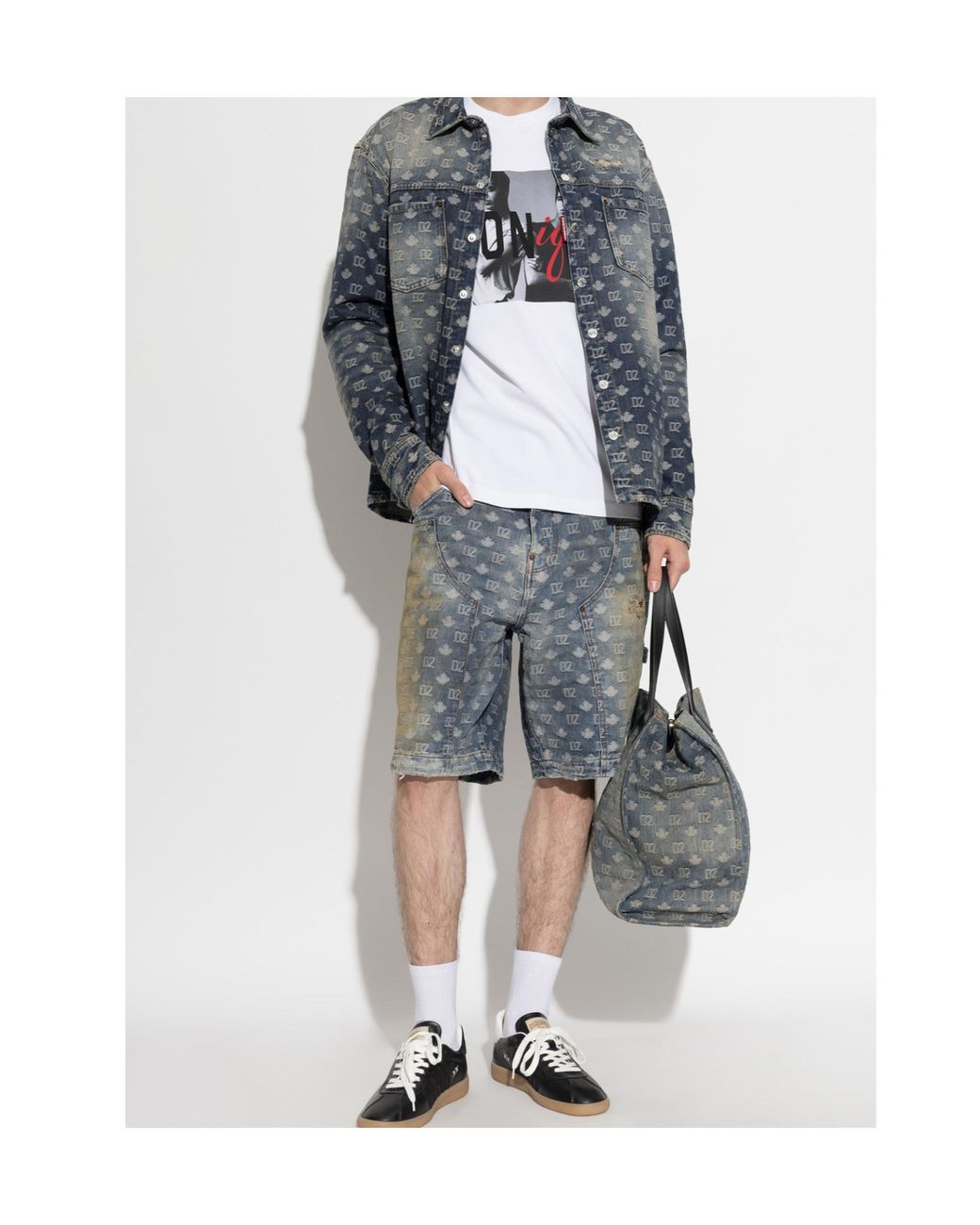 DSquared² Blue Monogram Carpenter Shorts for men