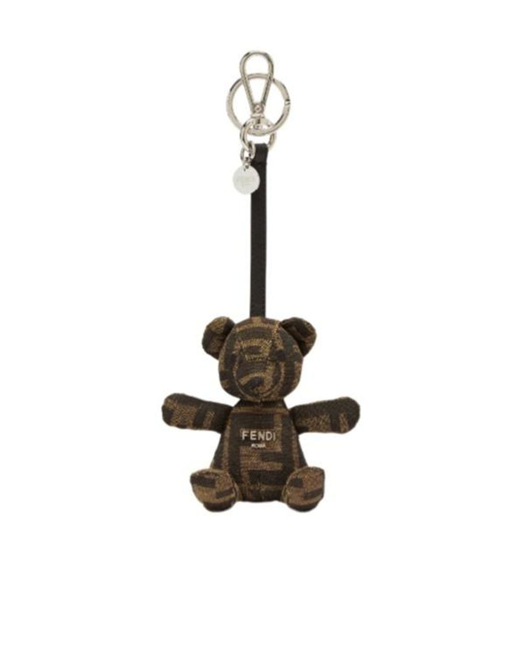 Fendi White Teddy Bear-Shaped Ff Jacquard Key Ring for men