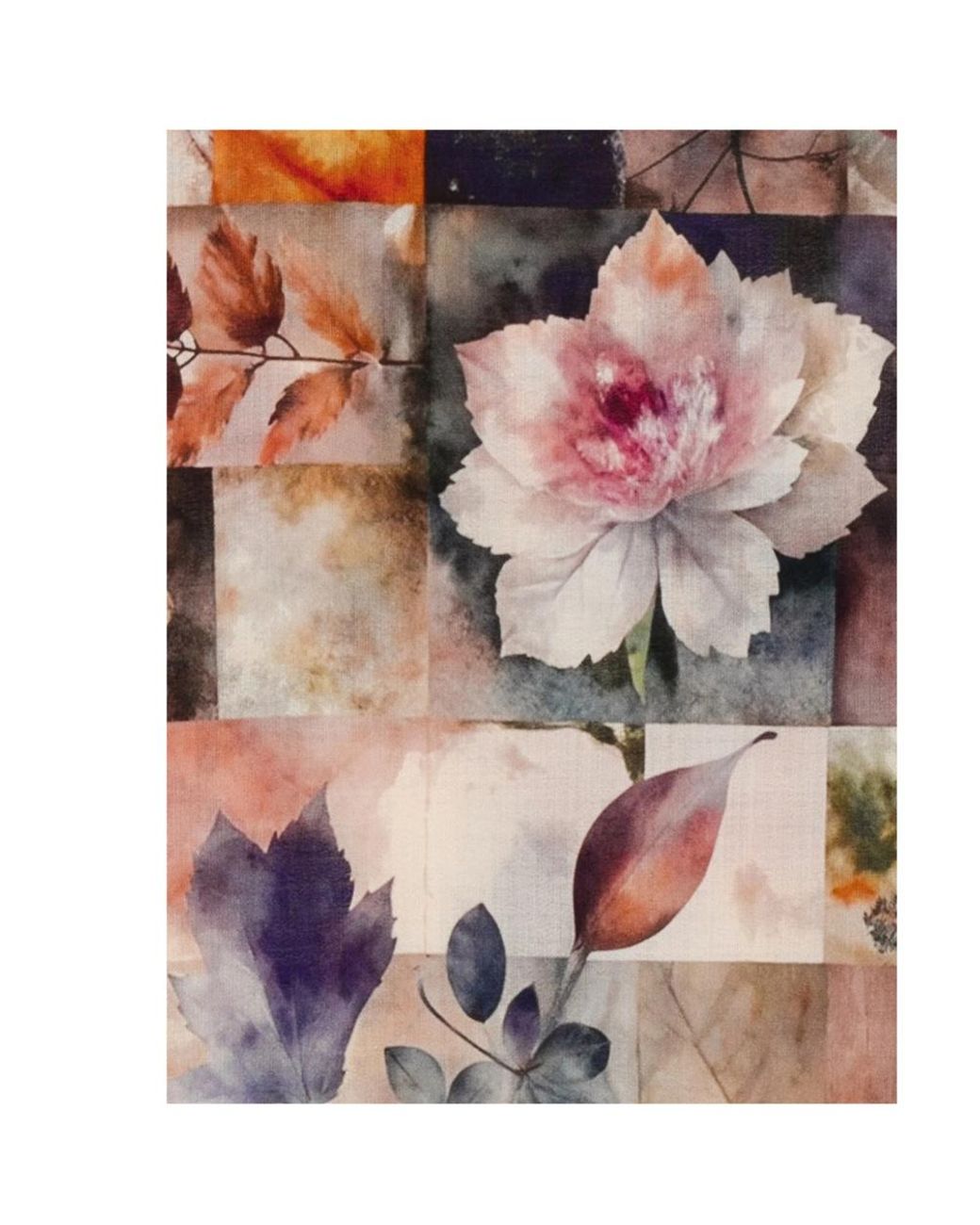 D'Aniello Multicolor Leaf-Print Frayed Scarf
