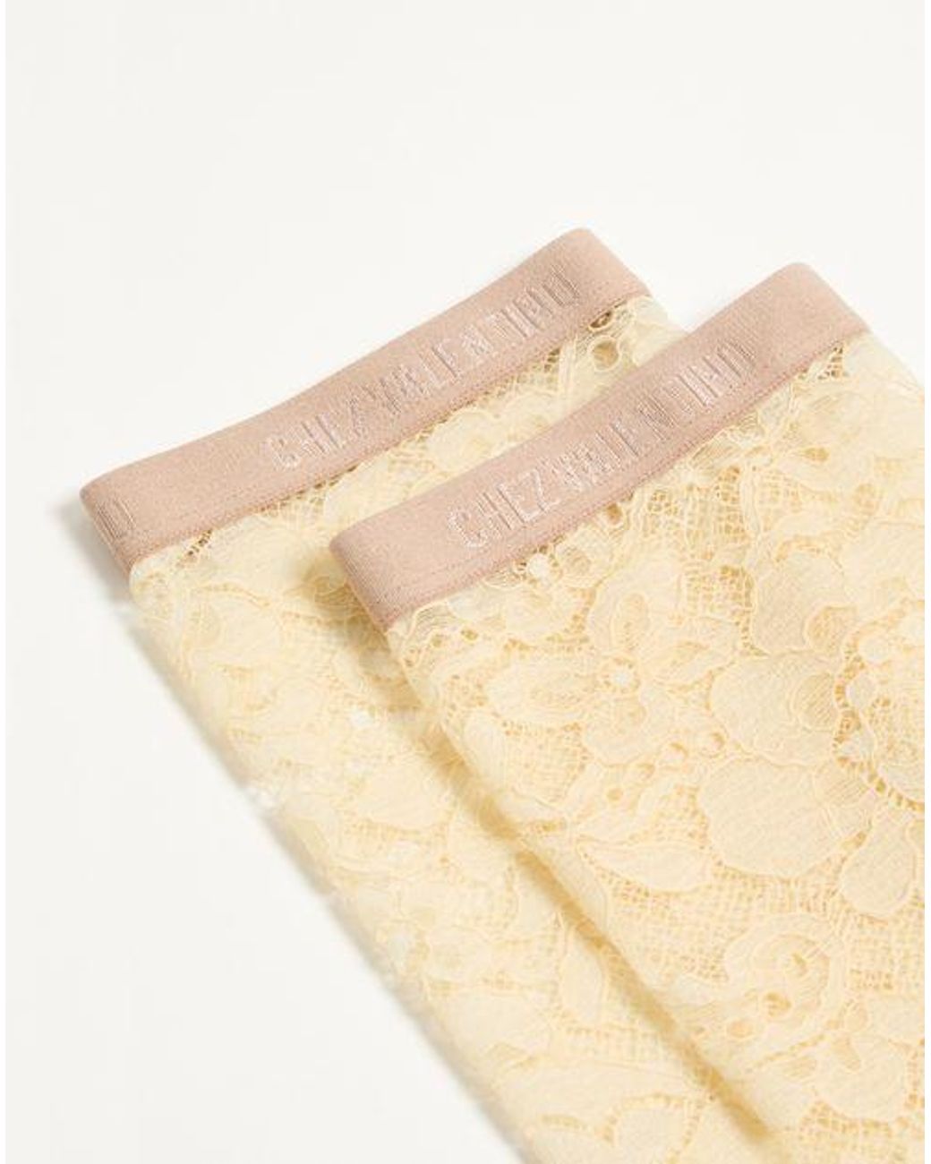 Valentino White Logo Band Lace Detailed Socks