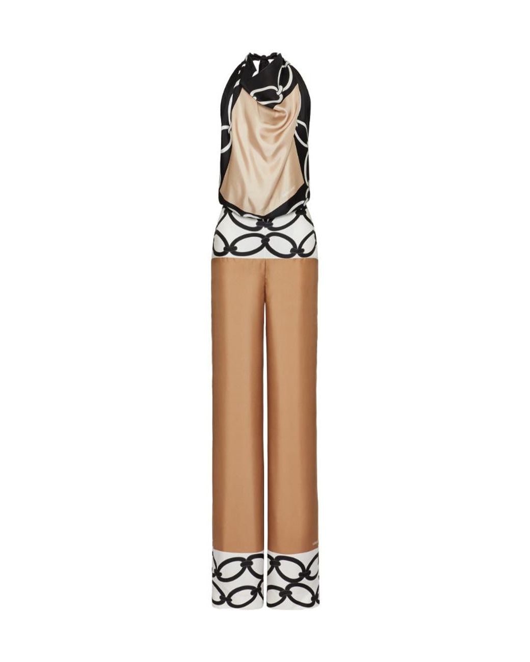 Valentino White Chain 1967 Foulard Silk Jumpsuit