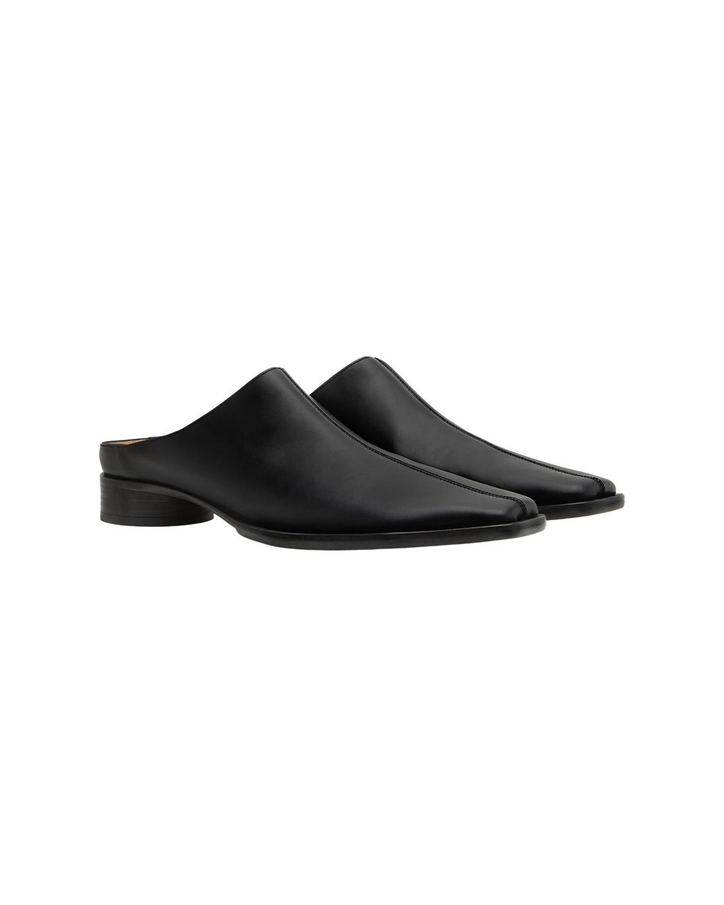 MM6 by Maison Margiela Black Leather Slippers for men