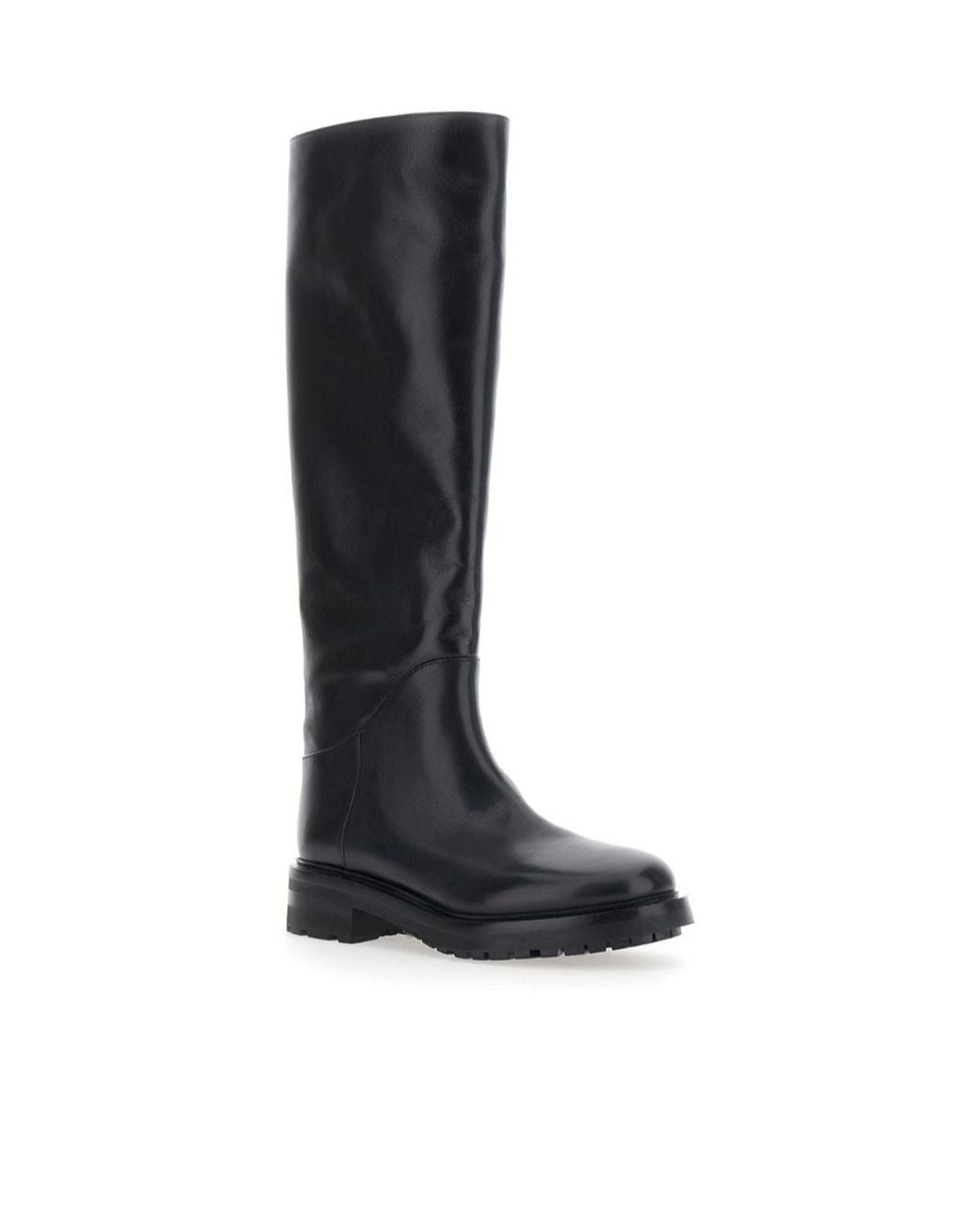 Strategia Black Round-Toe Tall Boots