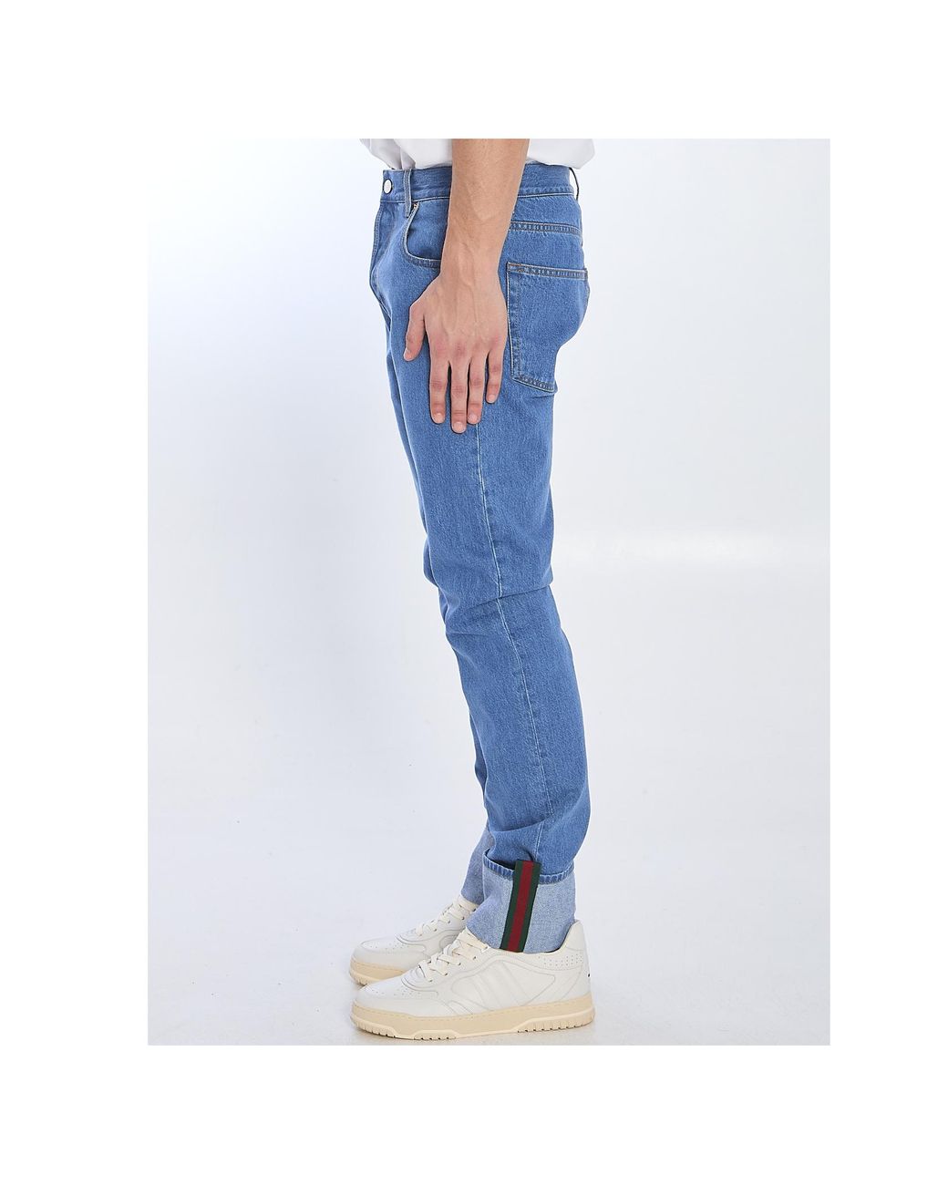Gucci Blue Tapered Fit Denim Trousers for men