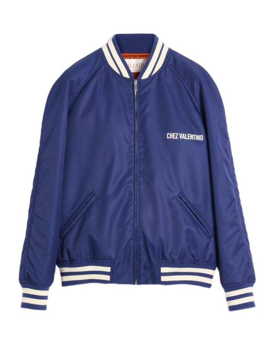 Valentino Blue Logo Printed Zip-Up Jacket for men
