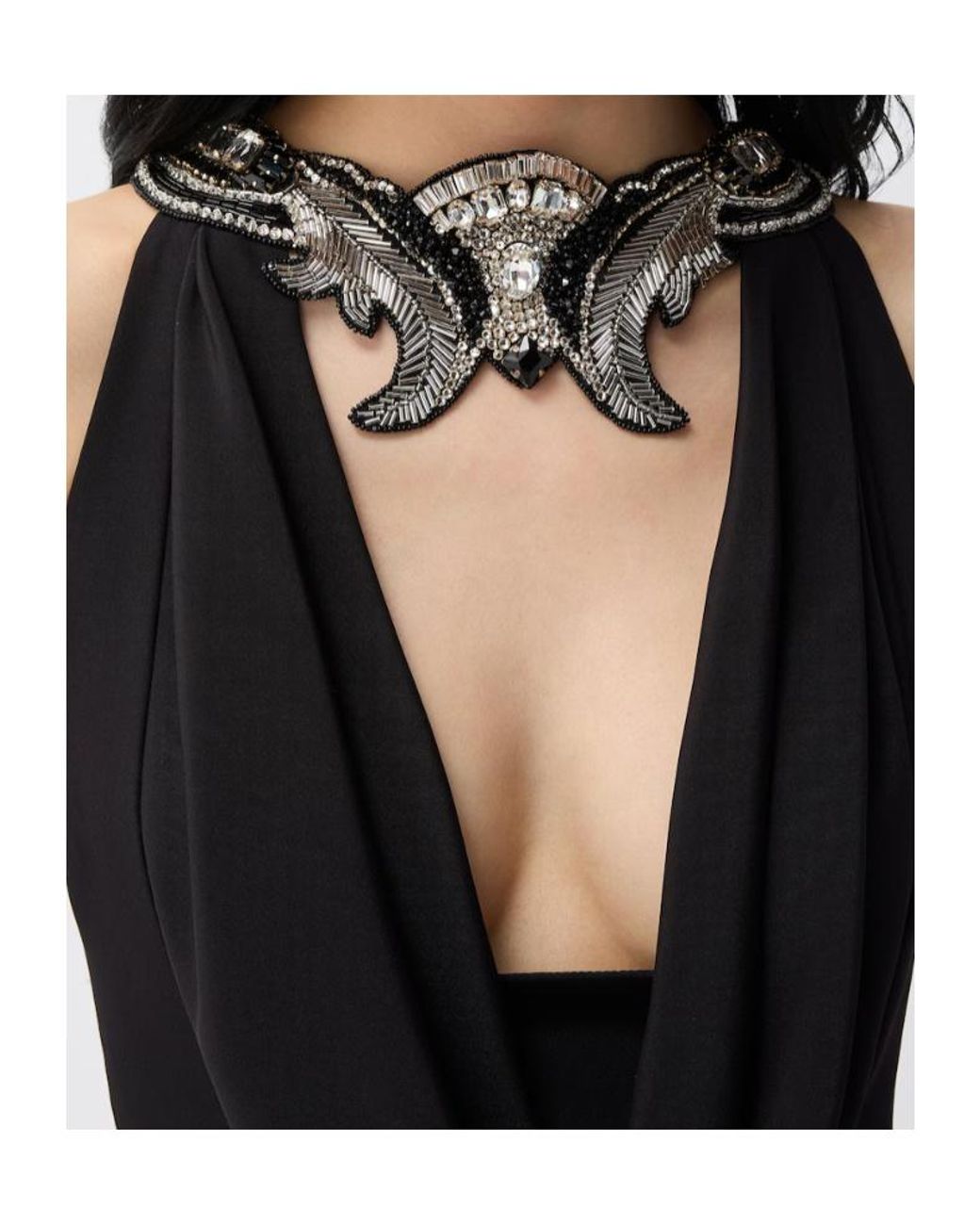 Versace Black Embellished Halterneck Dress