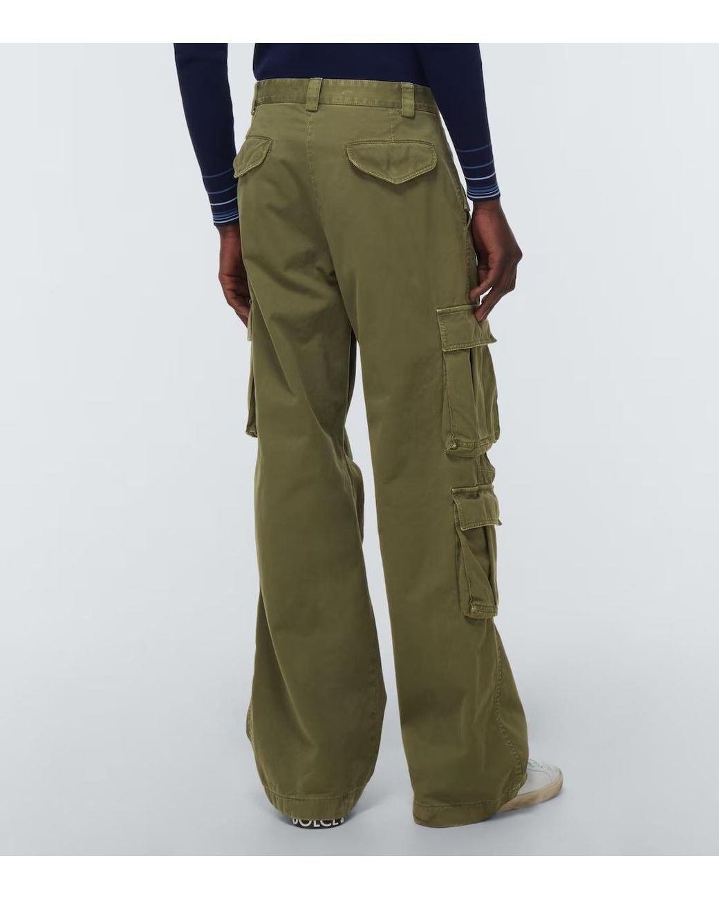 Dolce & Gabbana Green High-Rise Cotton Cargo Pants for men