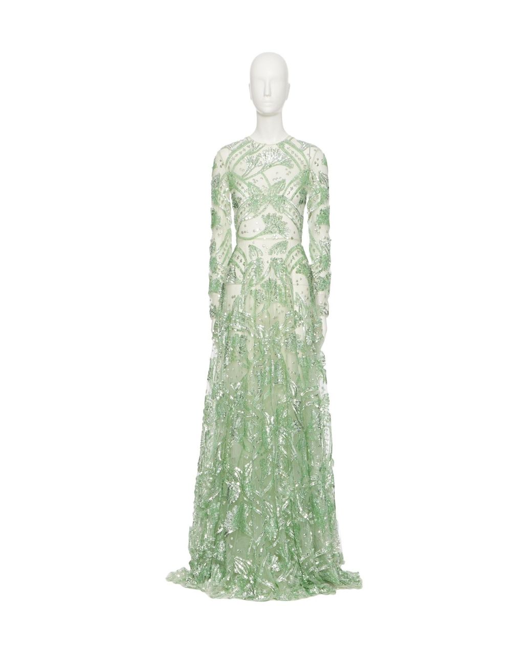 Valentino Long-Sleeved Dress in Green | Lyst