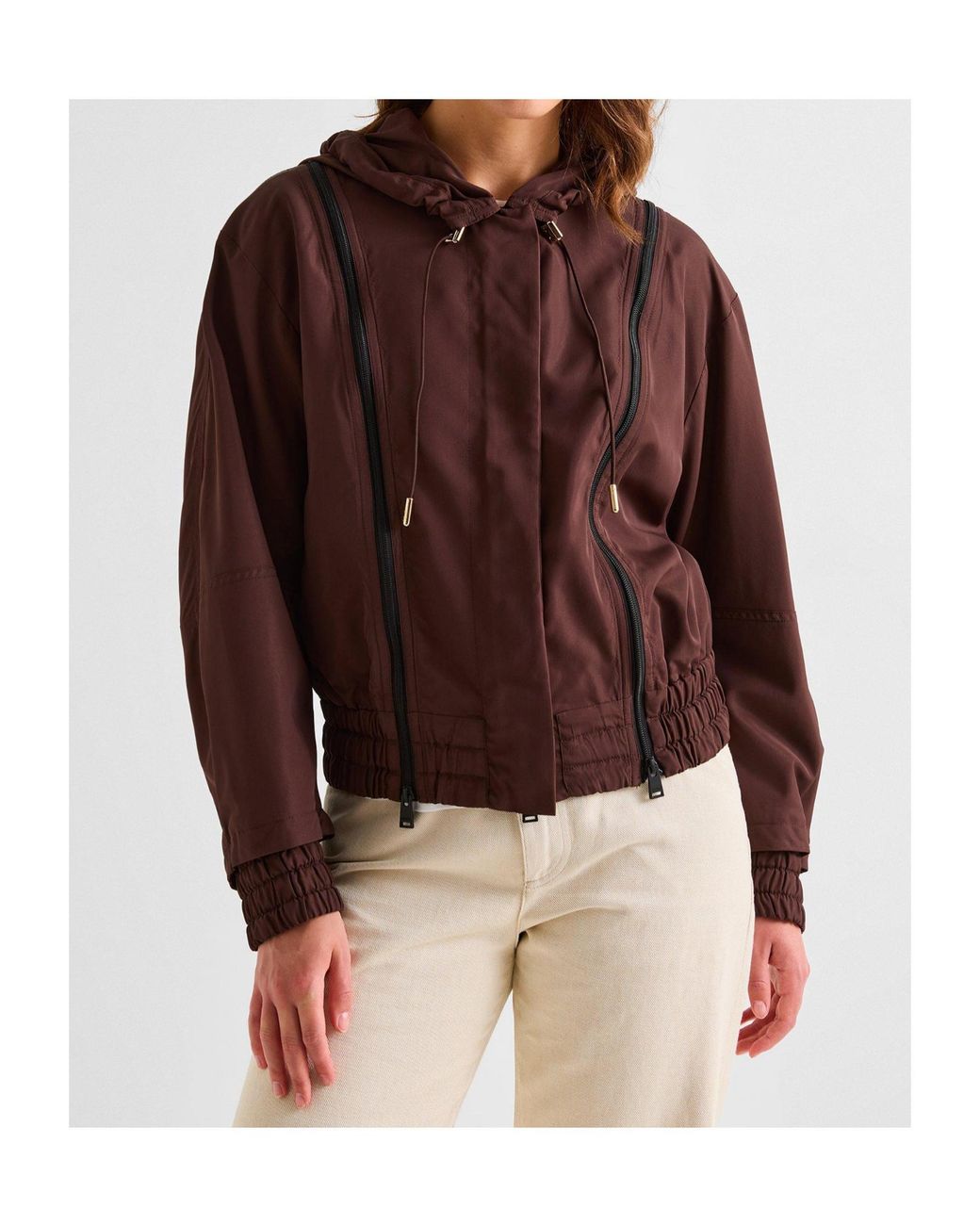 Fendi Brown Cropped Hooded Jacket