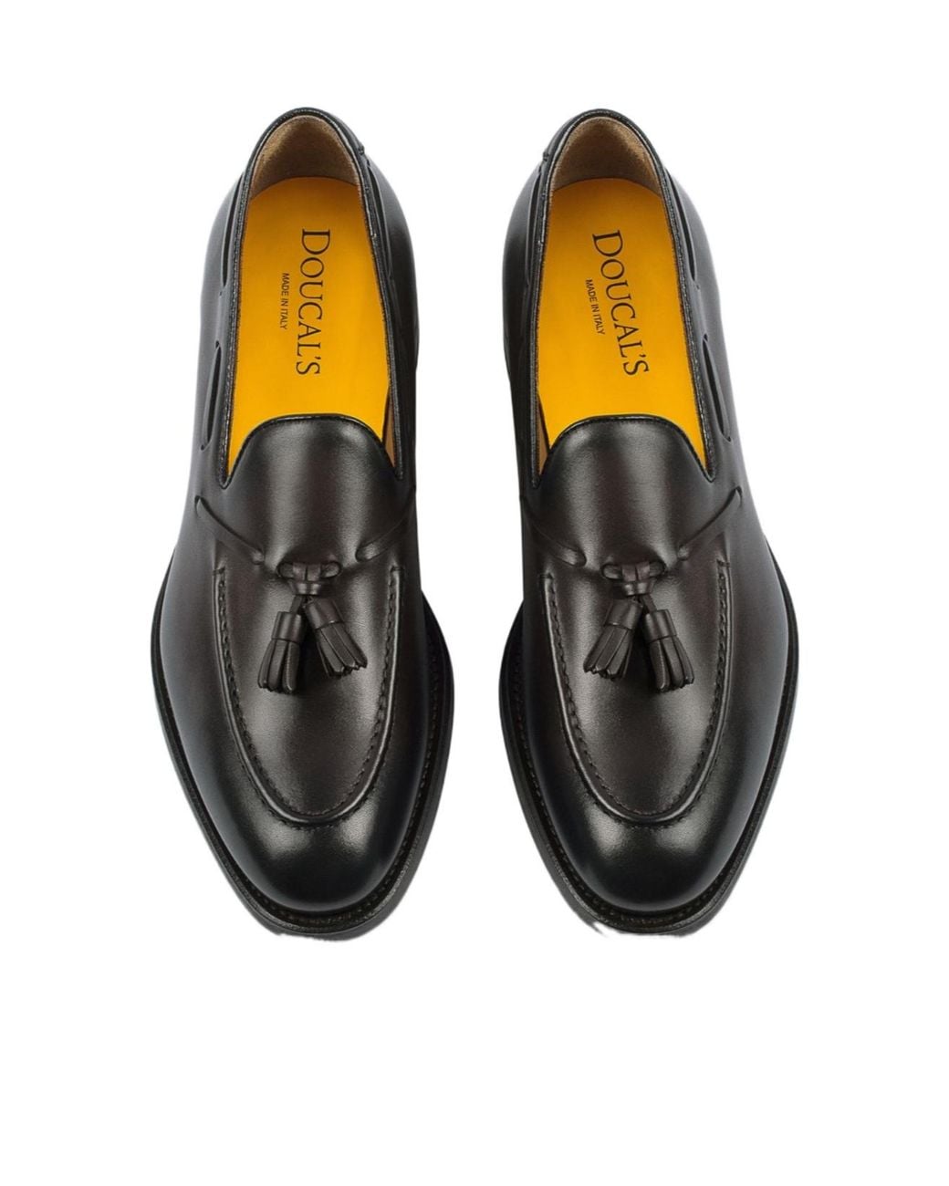 Doucal's Black Tassel Leather Loafers for men