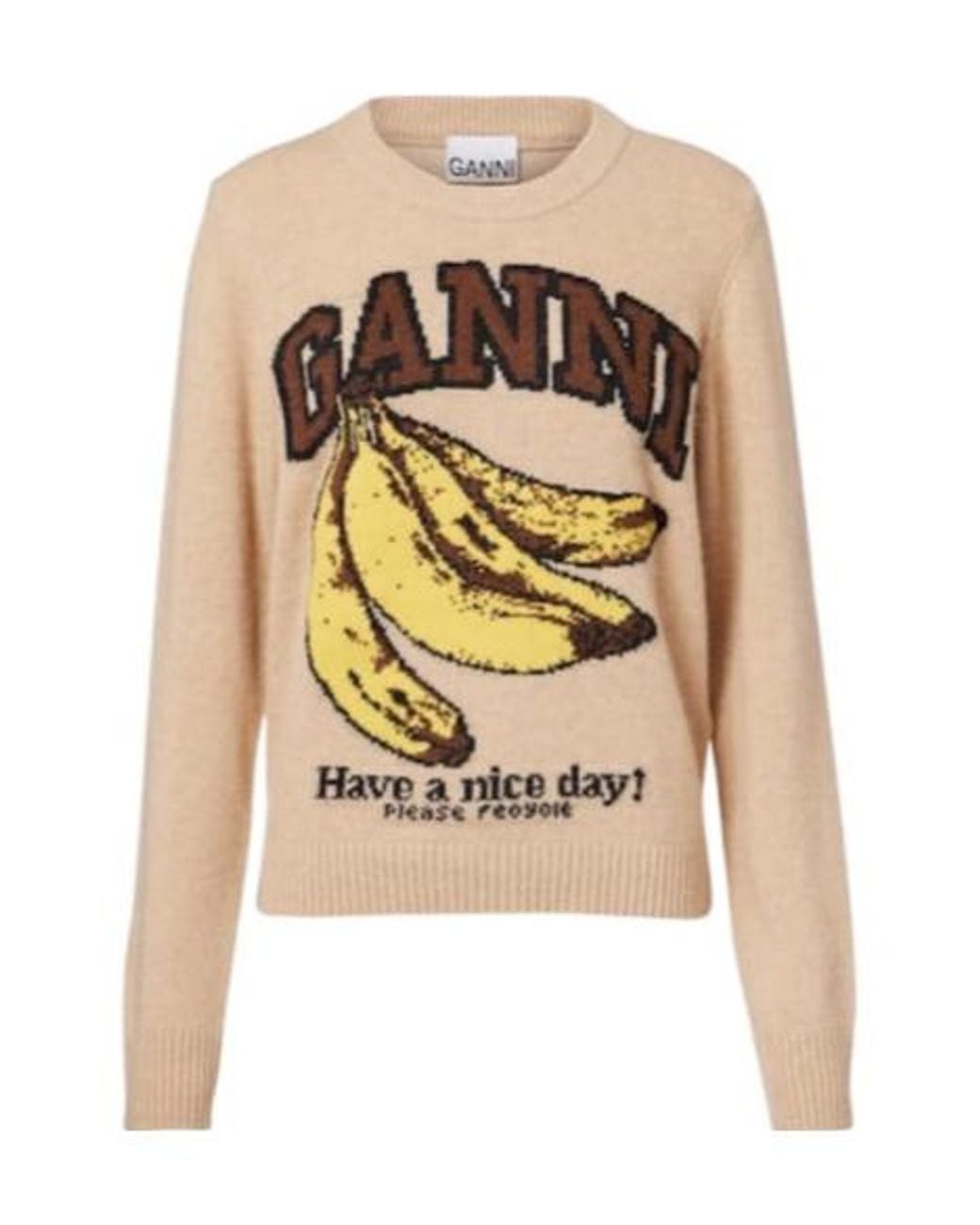 Ganni White Logo Intarsia Sweater
