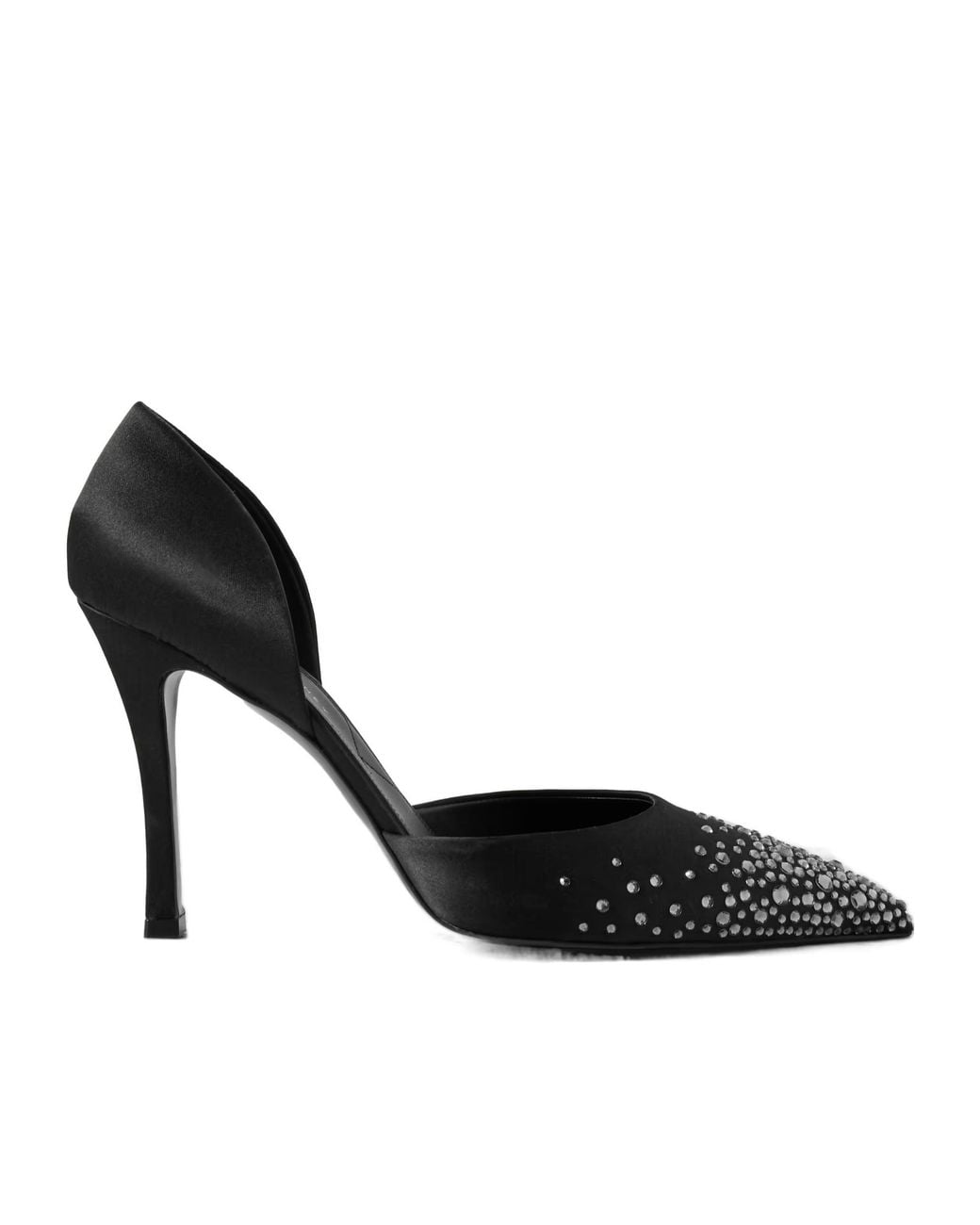 Stella McCartney Black Crystal-Embellished Satin Pumps