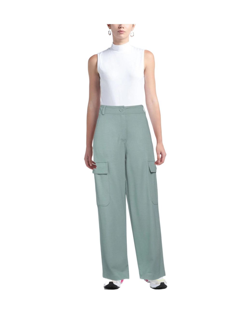 Max Mara Blue Solid-Colored Cargo Pants