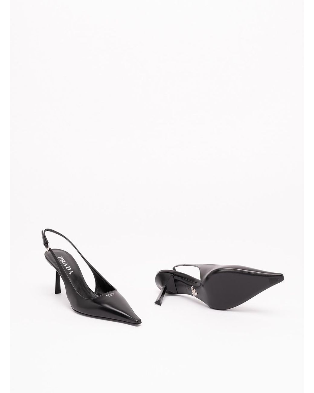 Prada Black Pointed-Toe Slingback Heeled Pumps