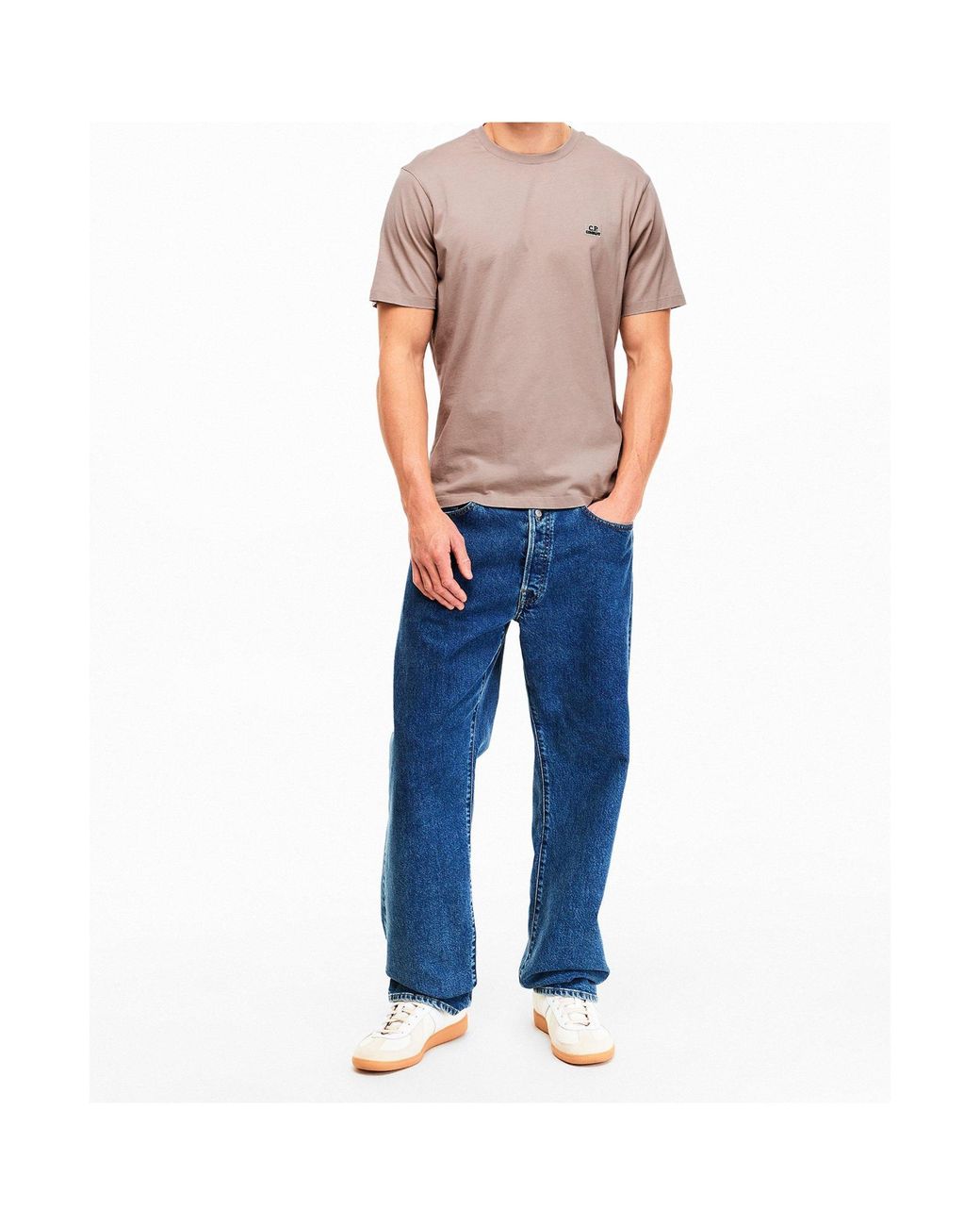 C P Company White Logo Crew-Neck T-Shirt for men
