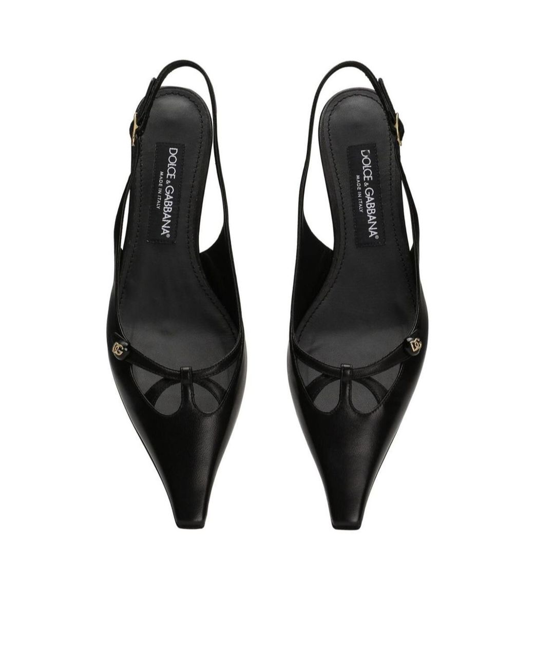 Dolce & Gabbana Black Dg Logo Plaque Slingback Pumps