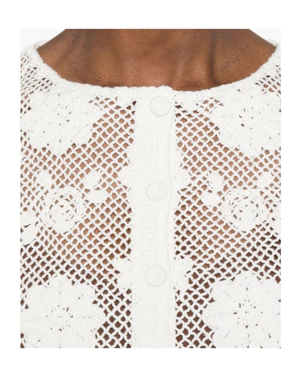 Twinset White Floral Lace Short-Sleeve Cardigan