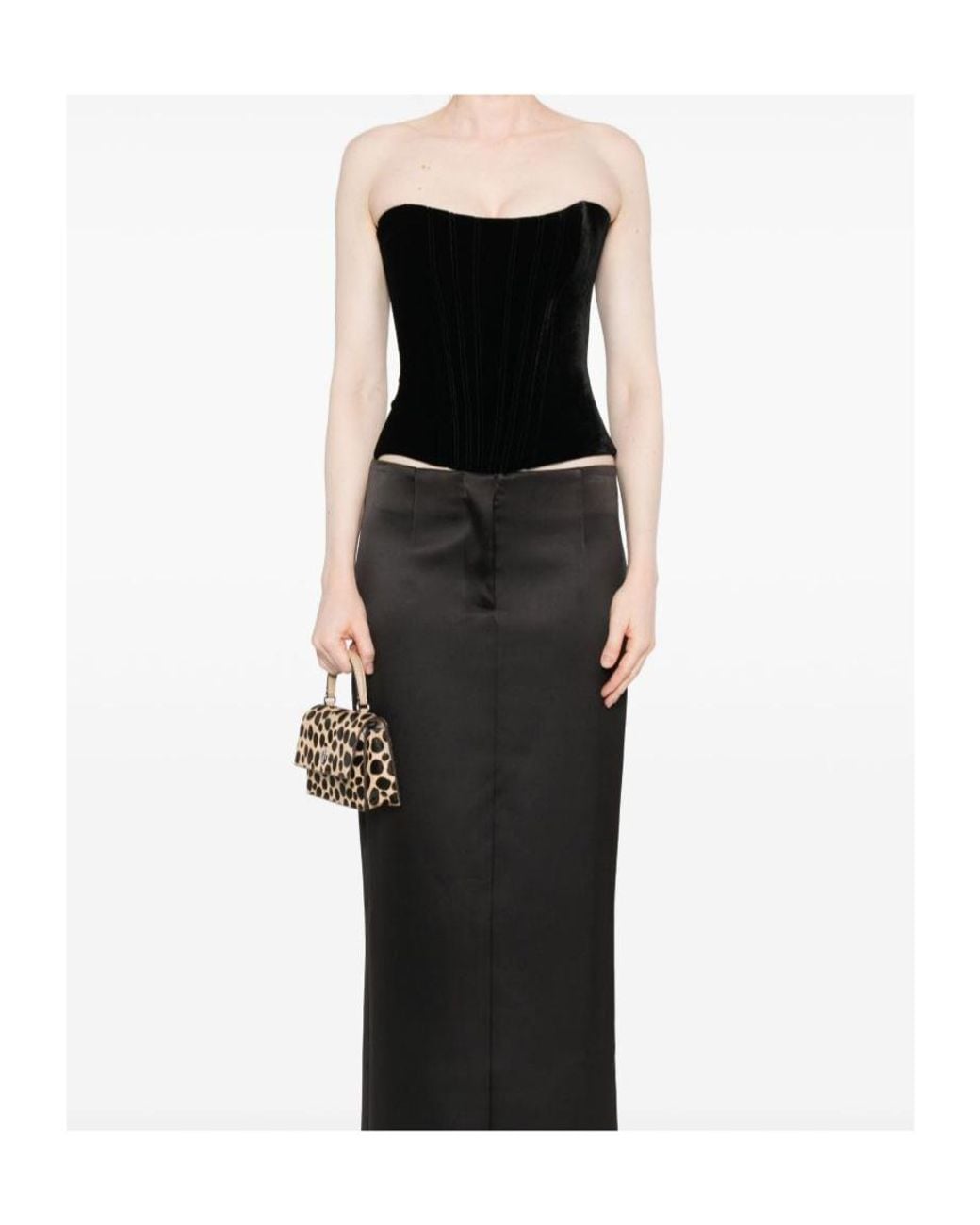 Raquel Diniz Black Strapless Zip Bustier Top