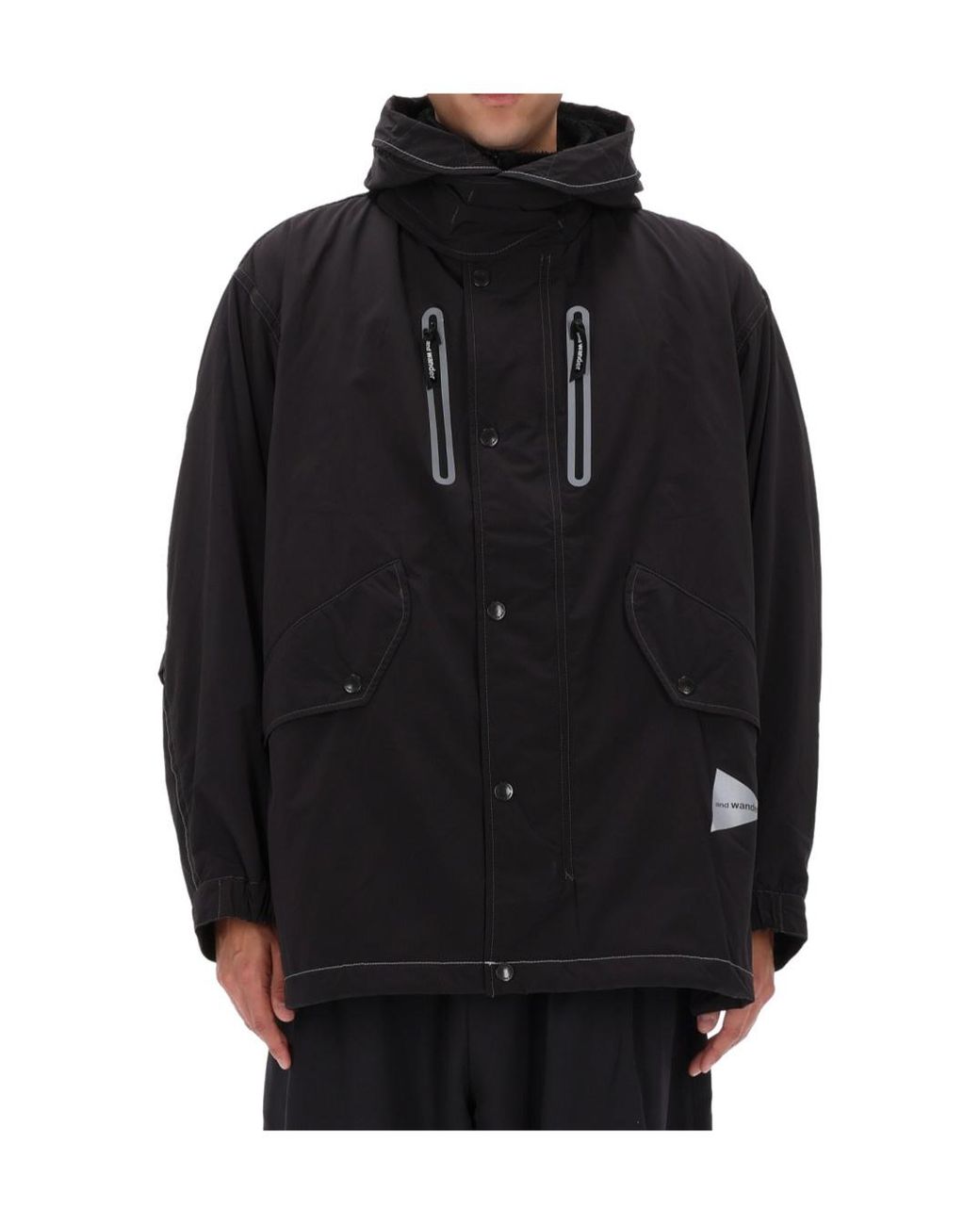 And Wander Black Reflective Stitching Hooded Casual Jacket for men
