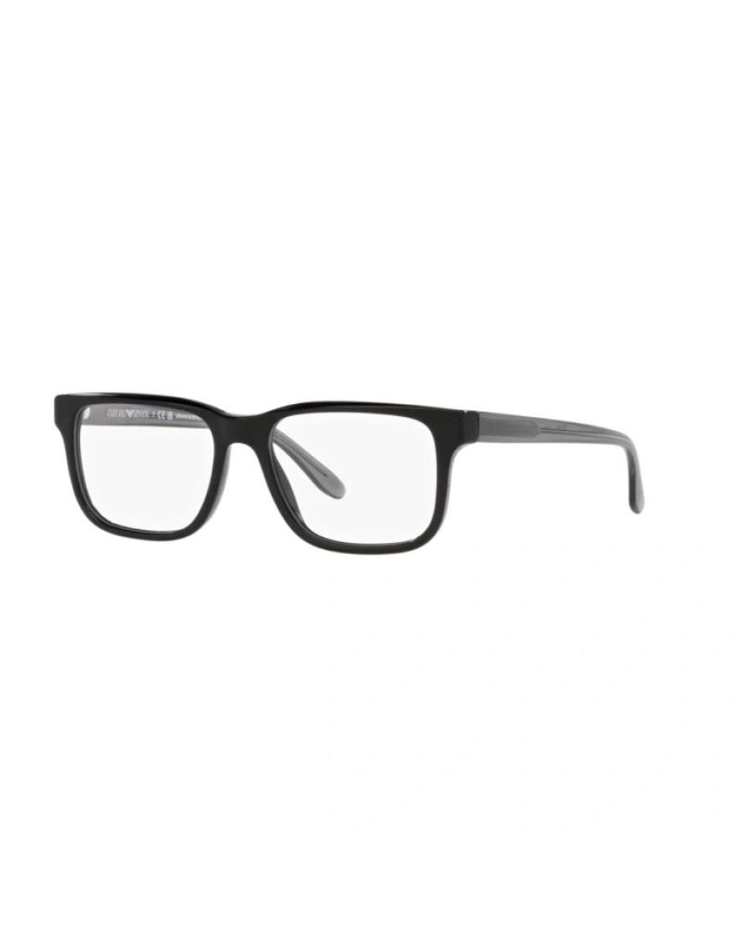 Emporio Armani White Rectangular Frame Glasses for men