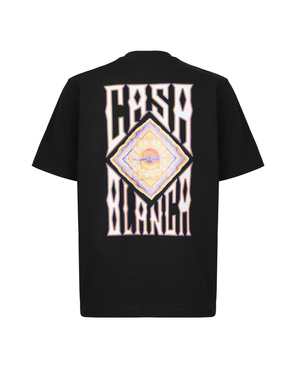 Casablanca Black Crew Neck Short Sleeve T Shirt for men