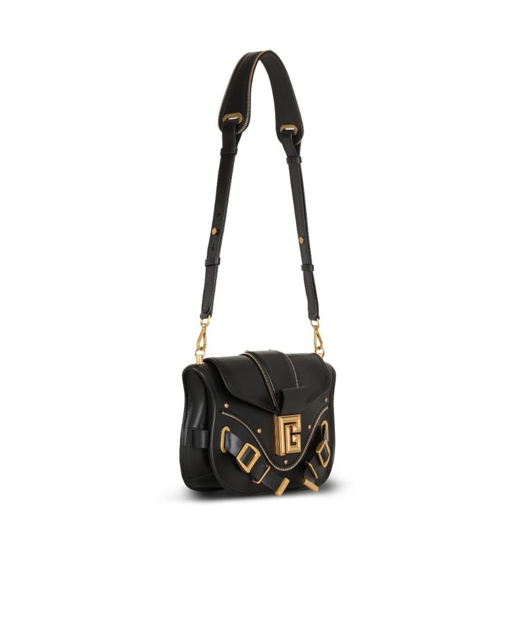 Balmain Black Smooth Leather Blaze Bag