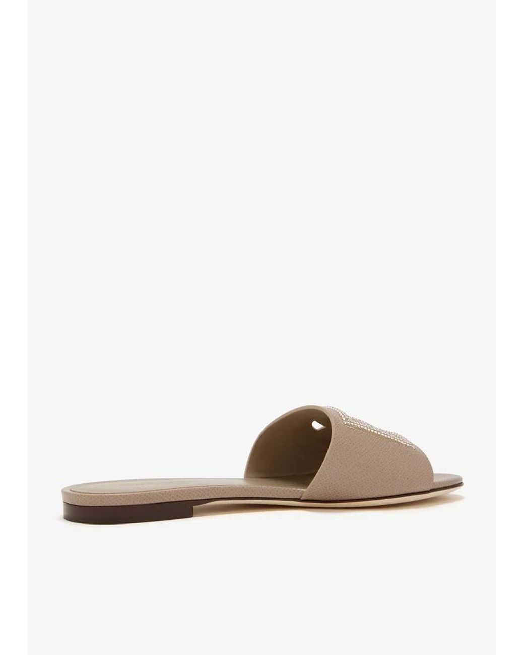 Dolce & Gabbana White Logo Cutout Flat Sandals