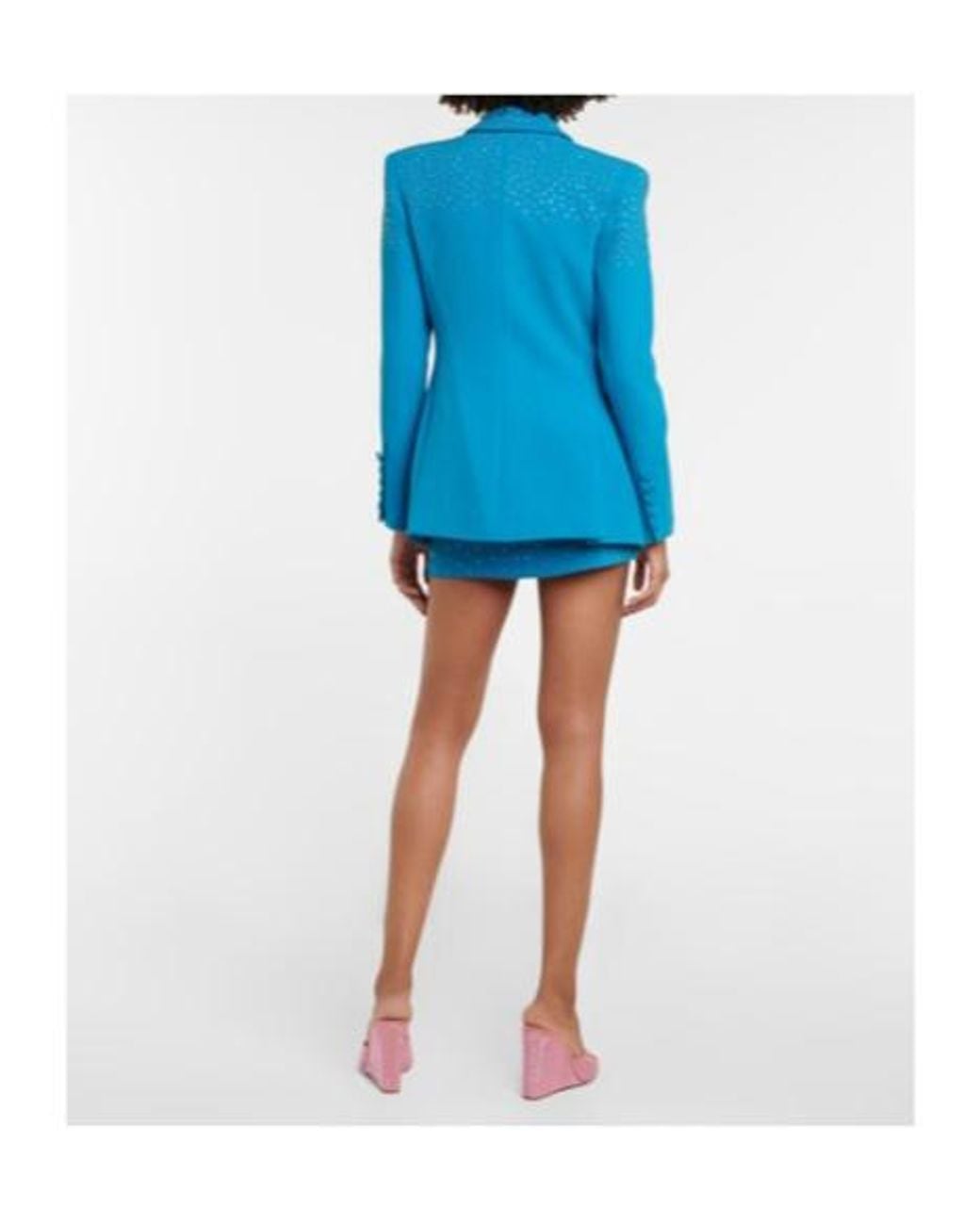 Alex Perry Blue Addison Embellished Crêpe Blazer