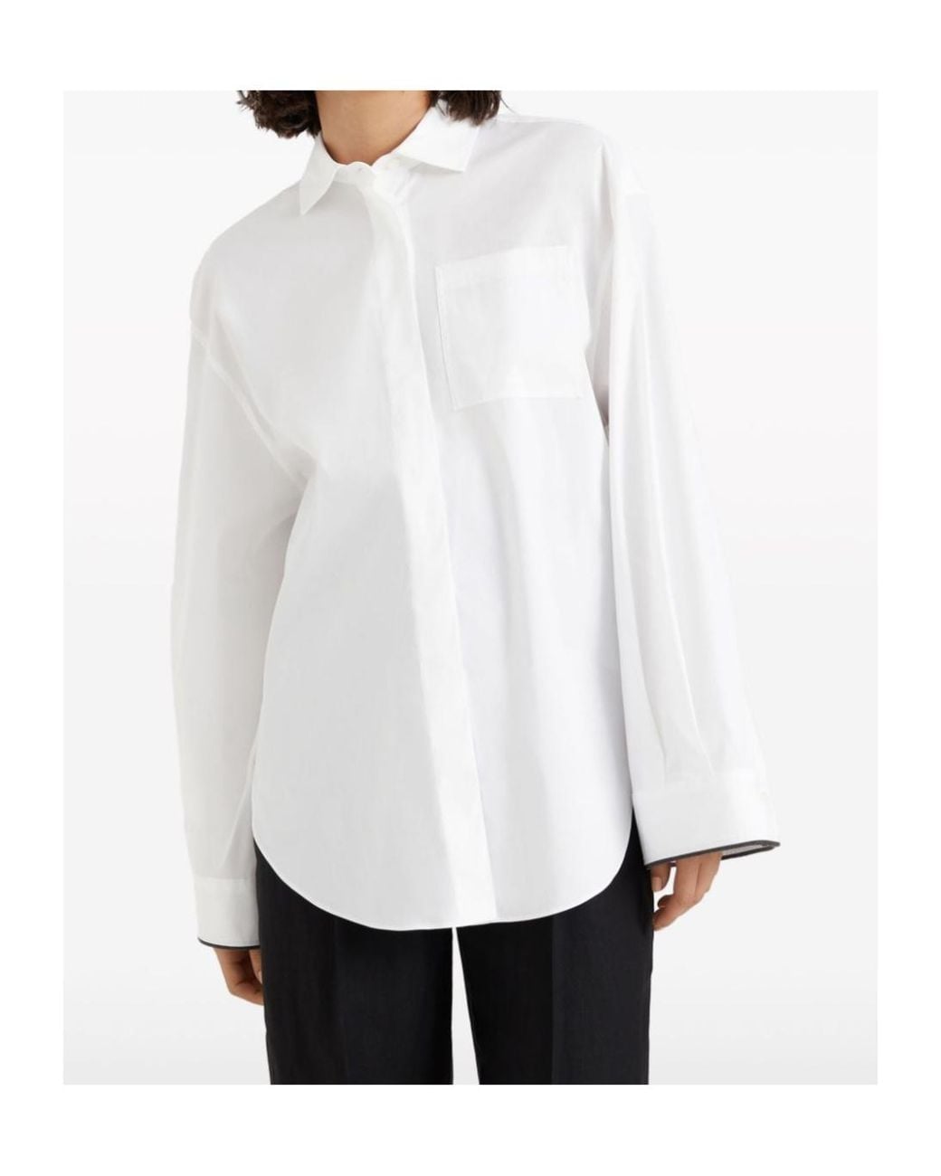 Brunello Cucinelli White Spread-Collared Buttoned Shirt