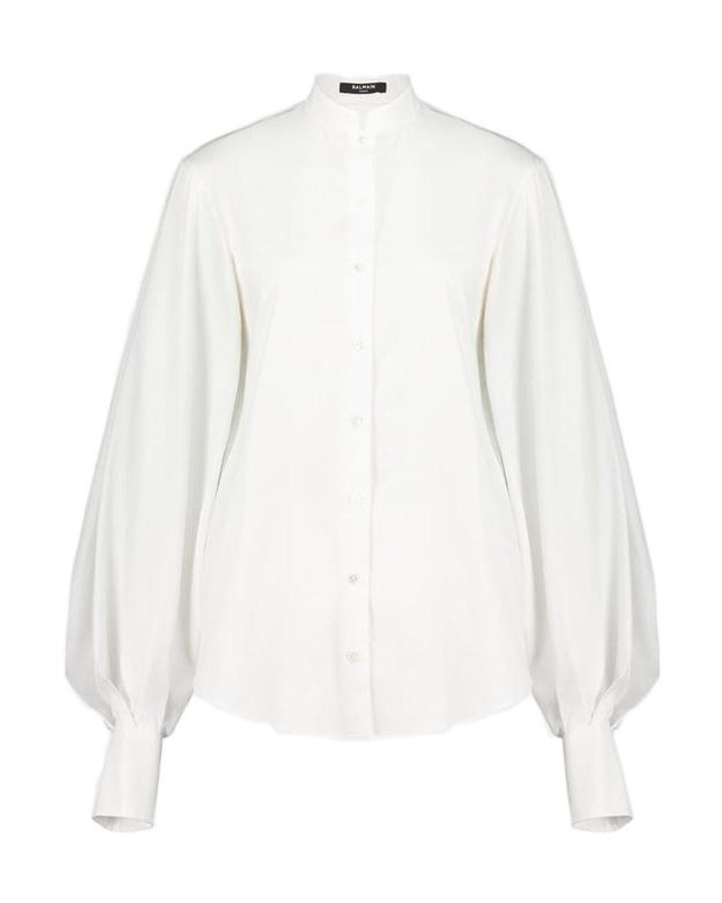 Balmain White Button-Up Puff Sleeved Poplin Shirt