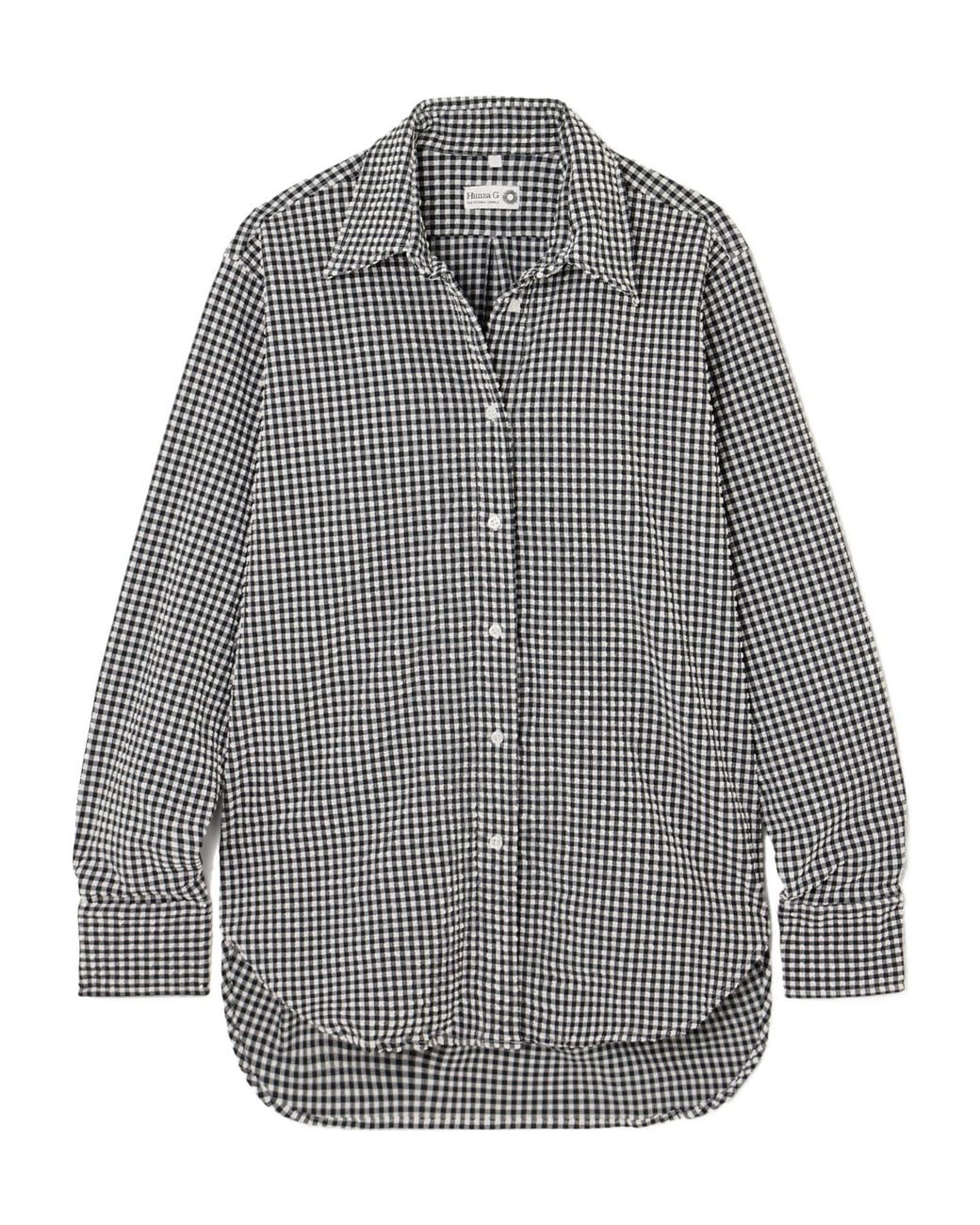 Hunza G Gray Gingham Seersucker Shirt
