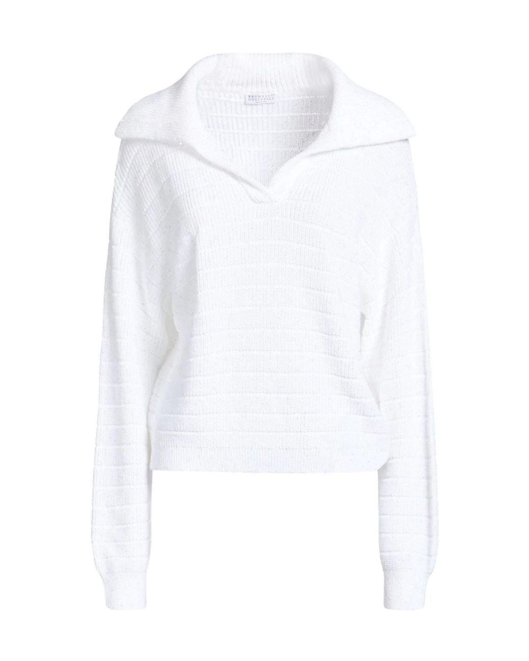 Brunello Cucinelli White Plain Colour Jumpers